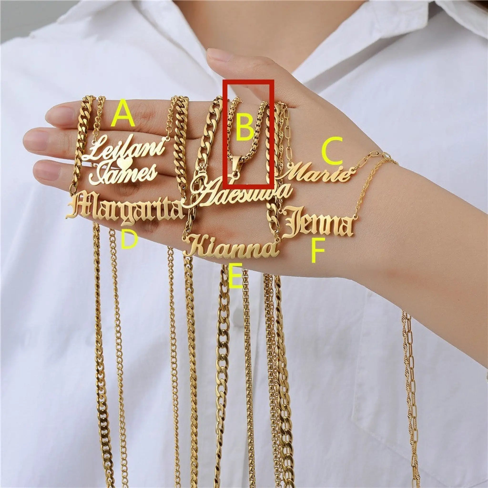 Personalized Custom Letter Necklace Custom Name Zircon - B pearl chain - Name Necklace