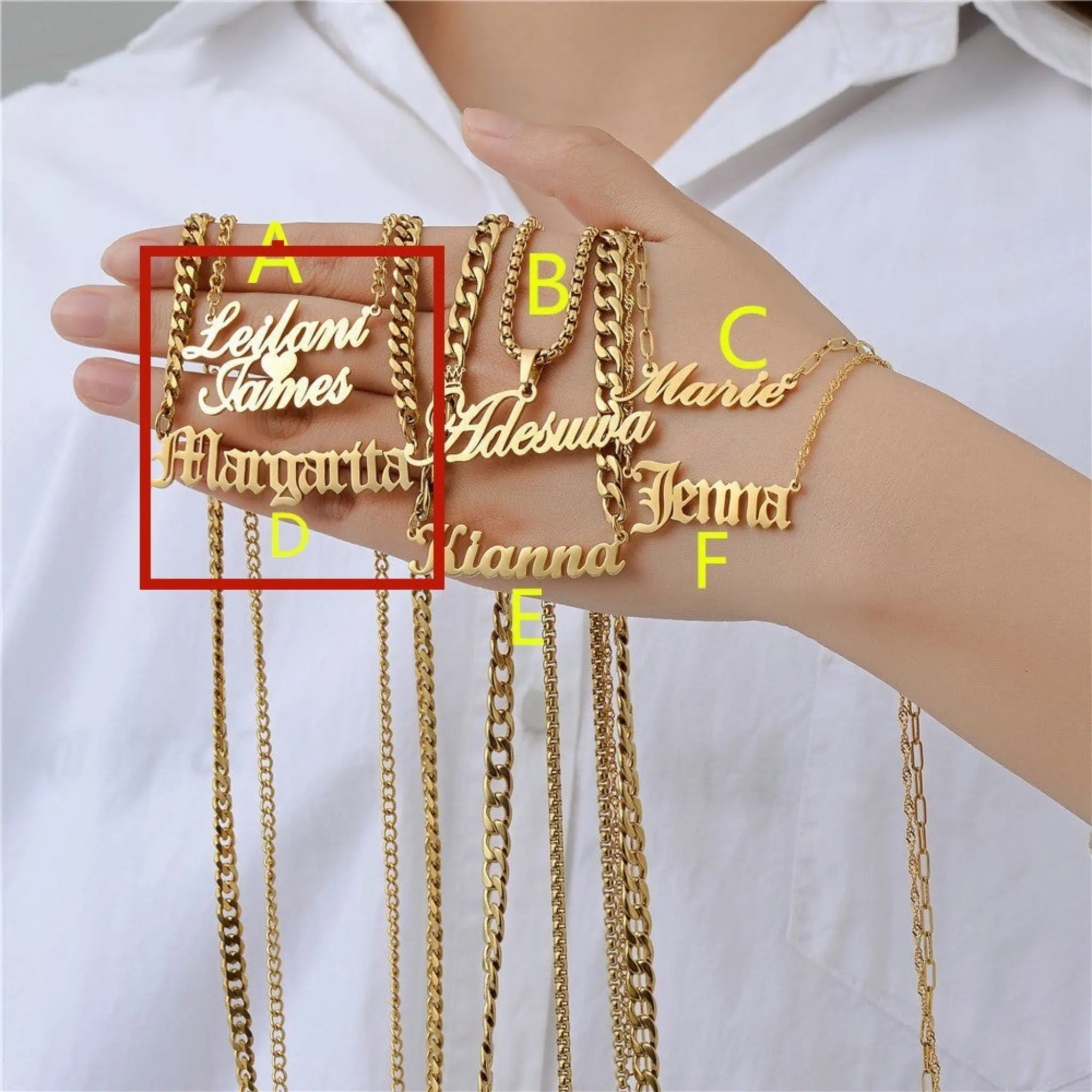 Personalized Custom Letter Necklace Custom Name Zircon - D polished Cuban chain - Name Necklace
