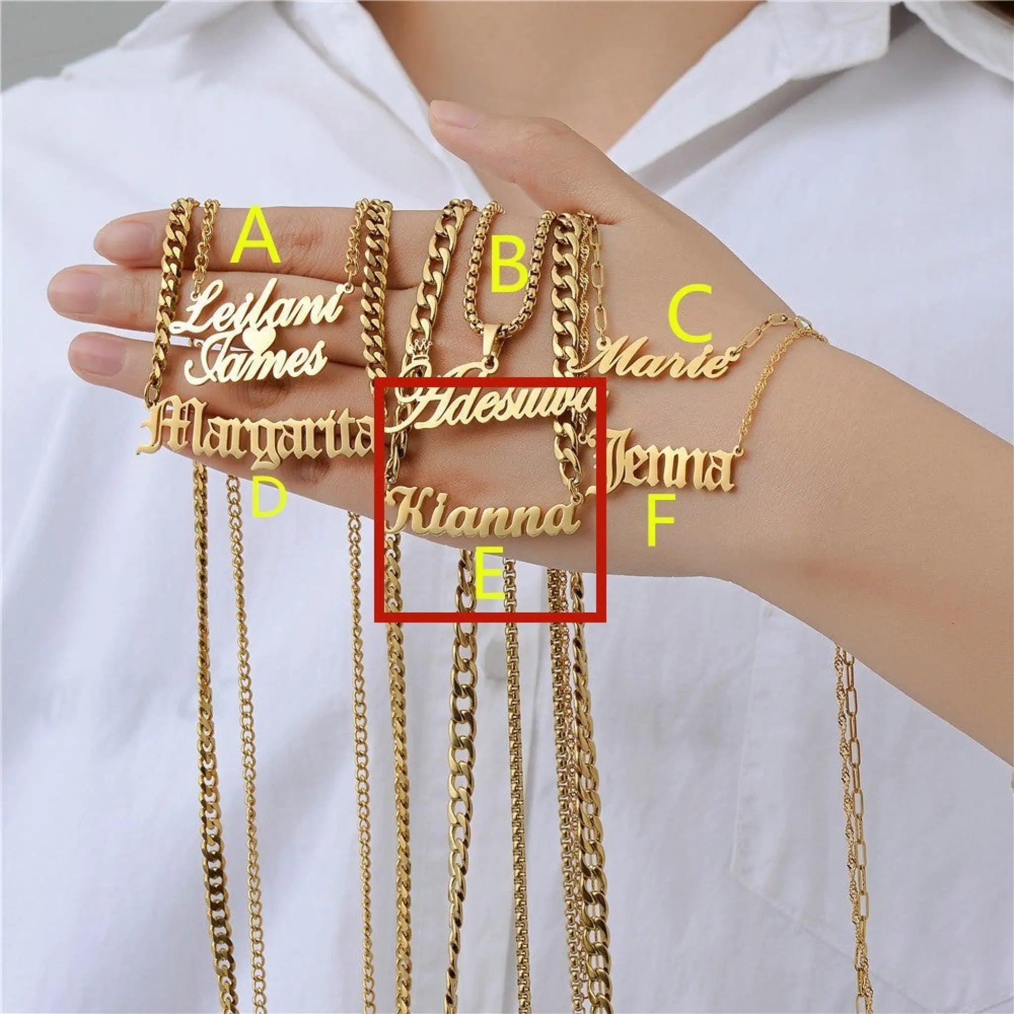 Personalized Custom Letter Necklace Custom Name Zircon - E Cuban chain - Name Necklace