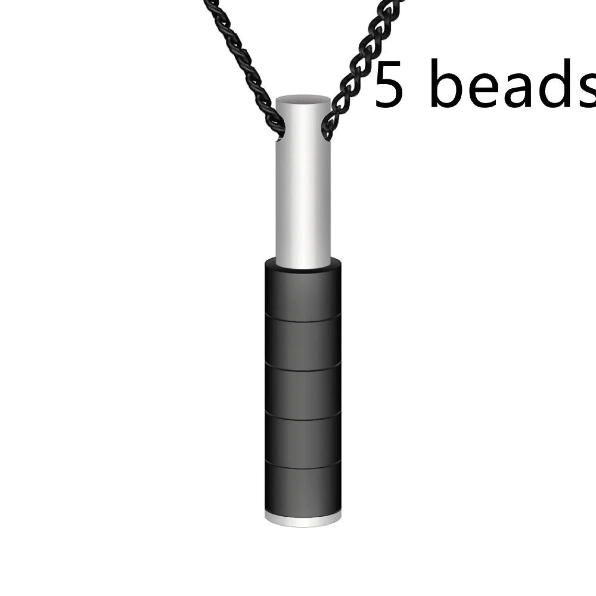 Personalized Custom Lettering Stainless Steel Beaded Necklace - Black / 5beads - 7