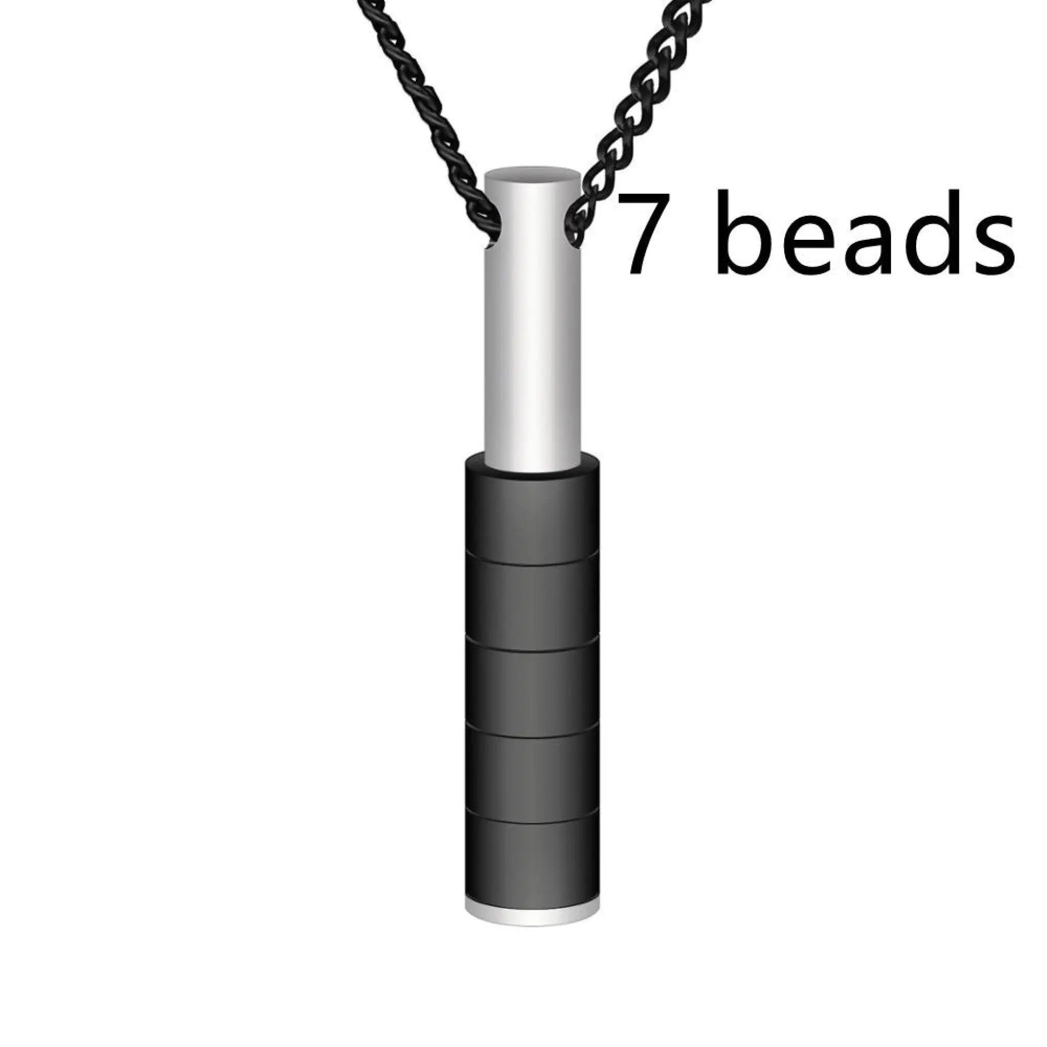 Personalized Custom Lettering Stainless Steel Beaded Necklace - Black / 7beads - 7