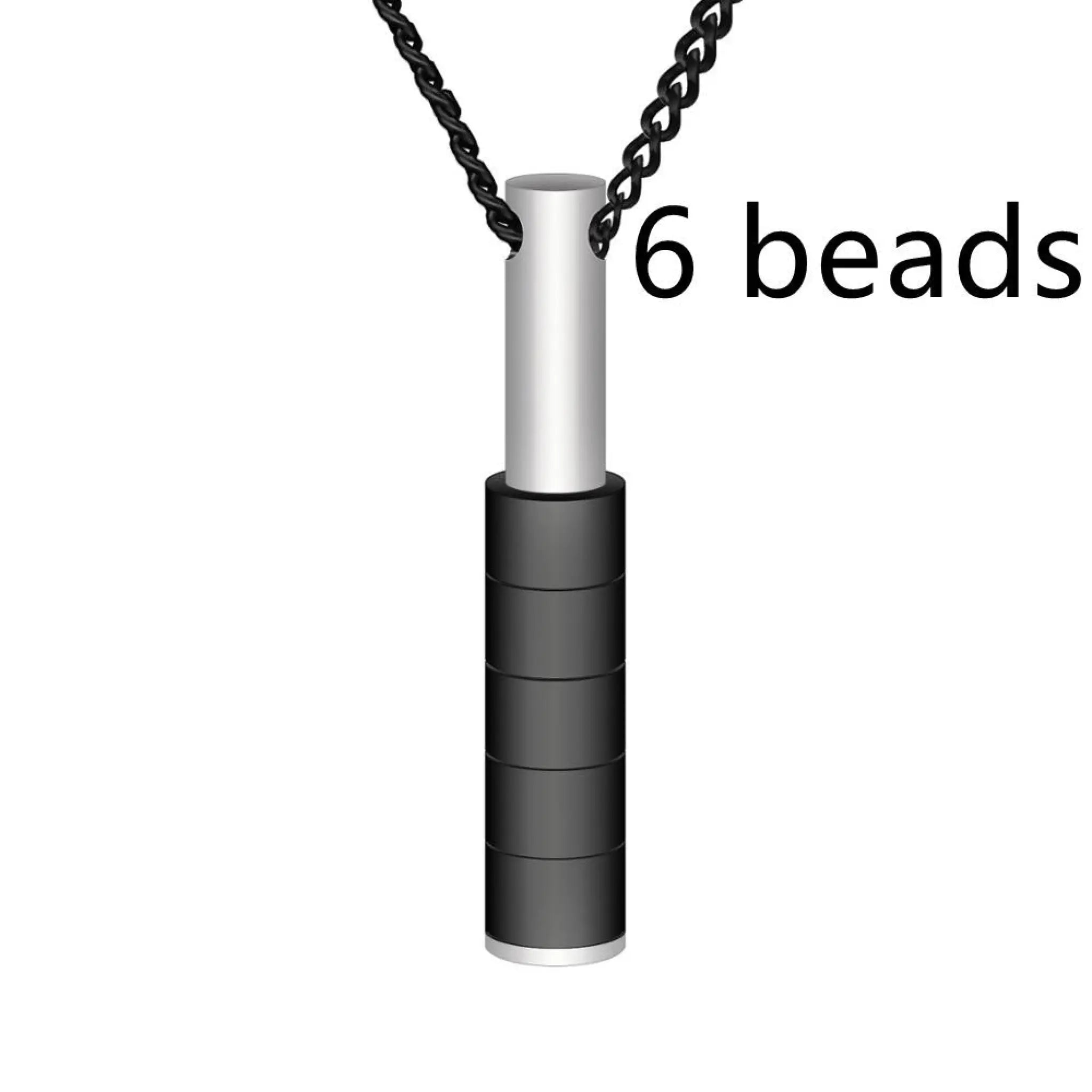 Personalized Custom Lettering Stainless Steel Beaded Necklace - Black / 6beads - 7