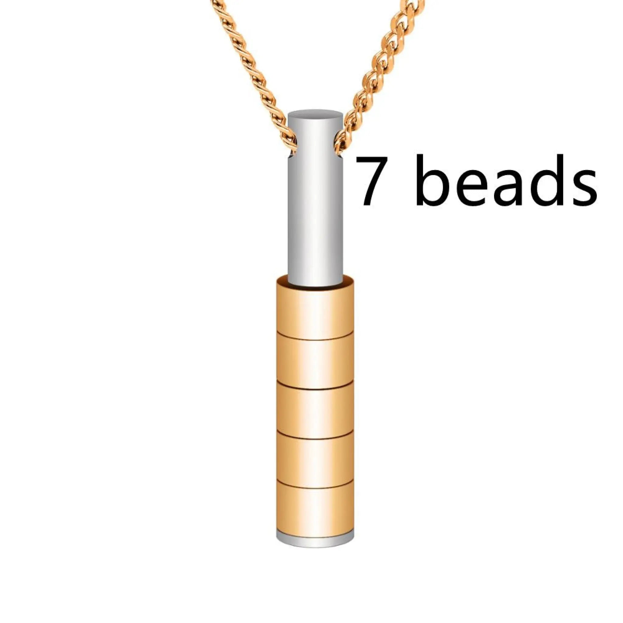 Personalized Custom Lettering Stainless Steel Beaded Necklace - Gold / 7beads - 7