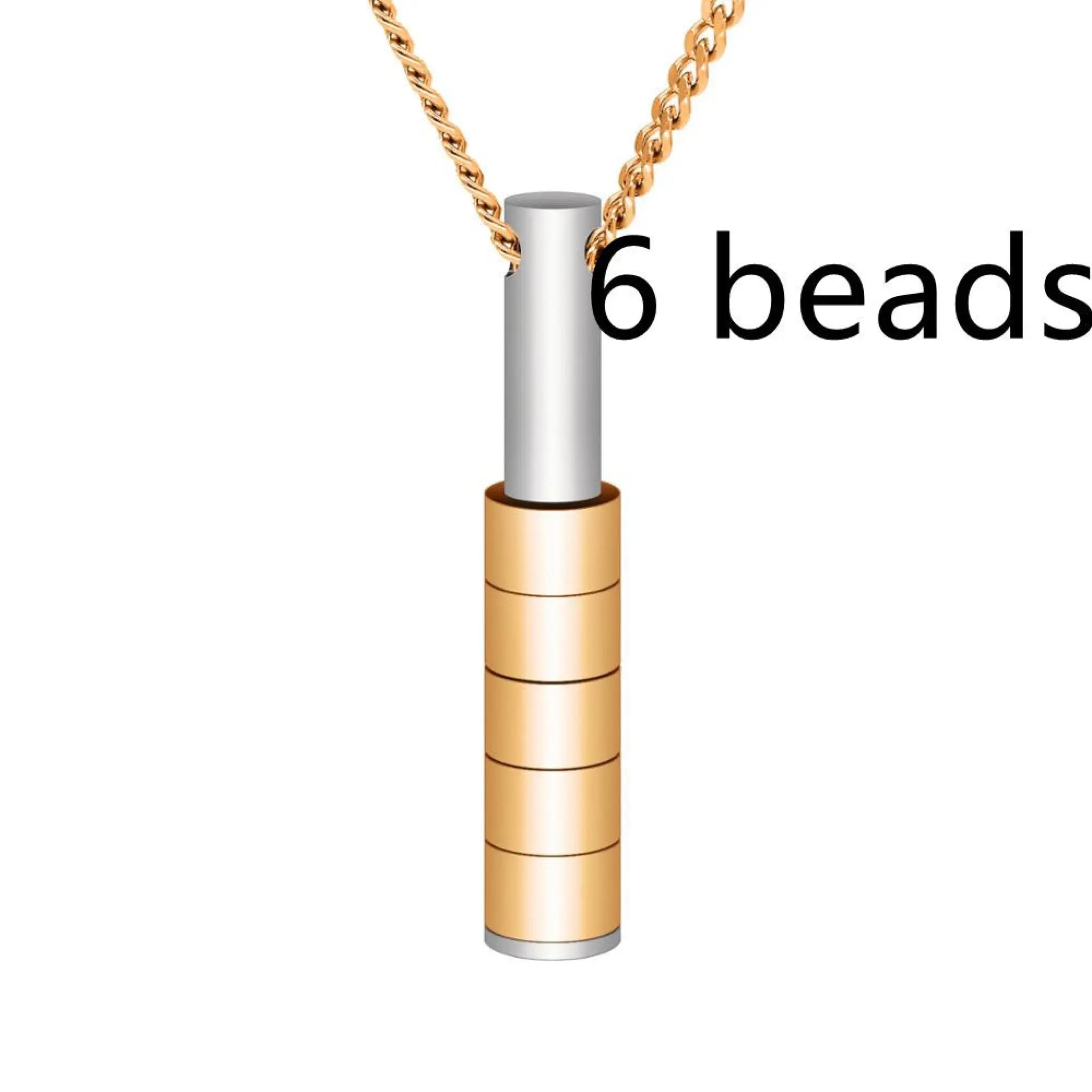 Personalized Custom Lettering Stainless Steel Beaded Necklace - Gold / 6beads - 7