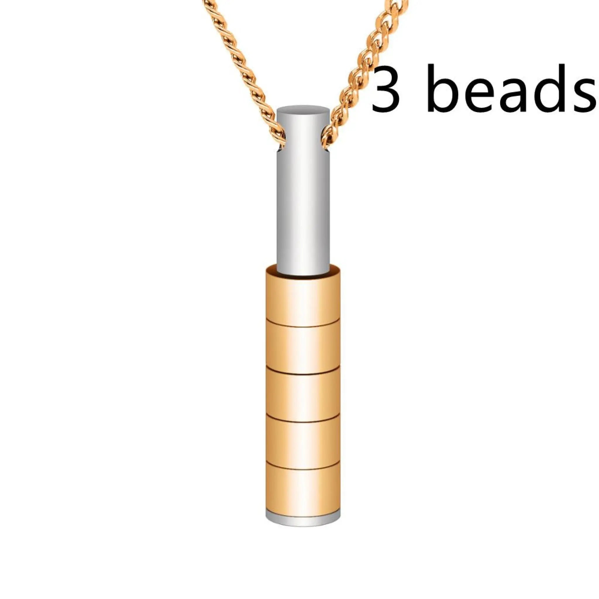 Personalized Custom Lettering Stainless Steel Beaded Necklace - Gold / 3beads - 7