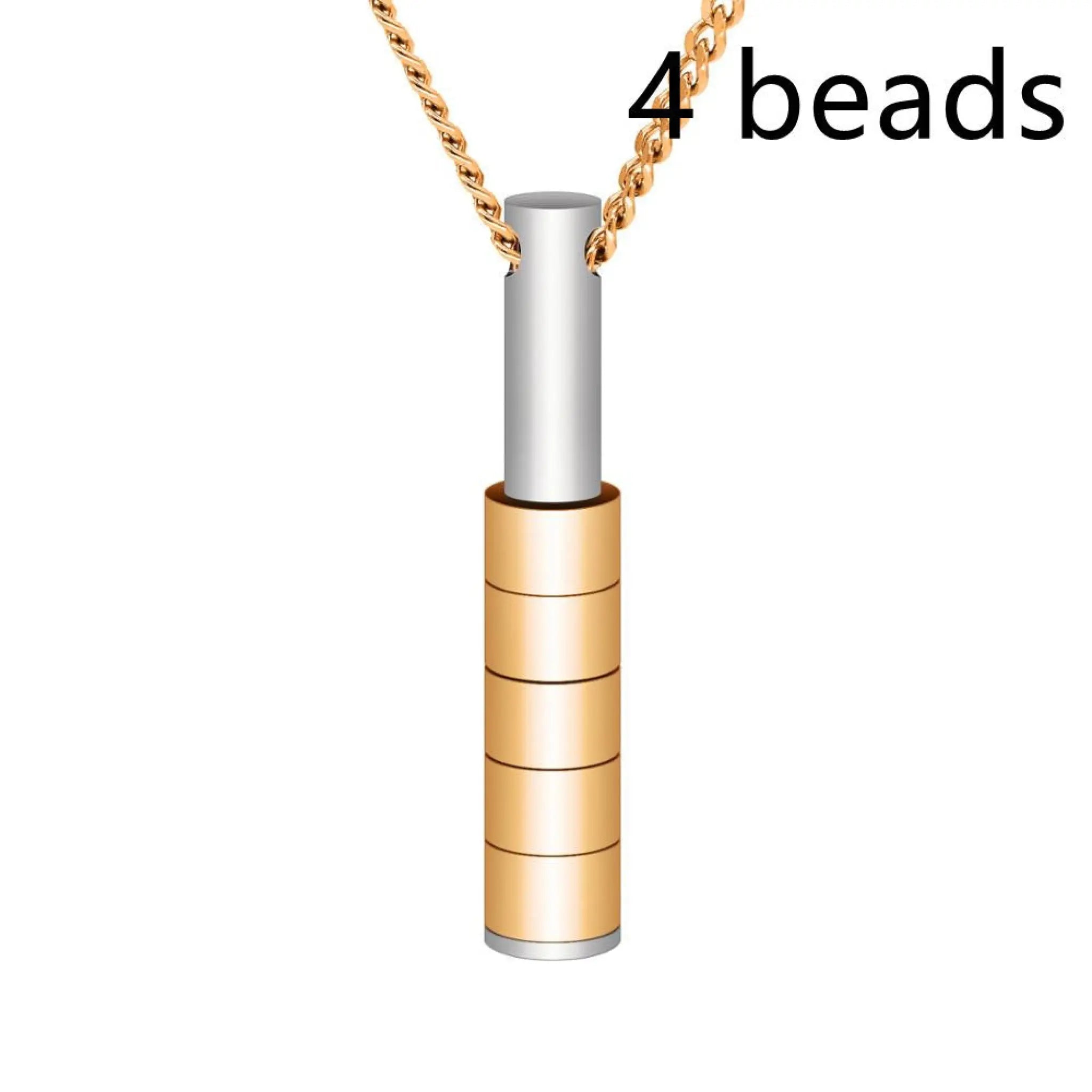 Personalized Custom Lettering Stainless Steel Beaded Necklace - Gold / 4beads - 7