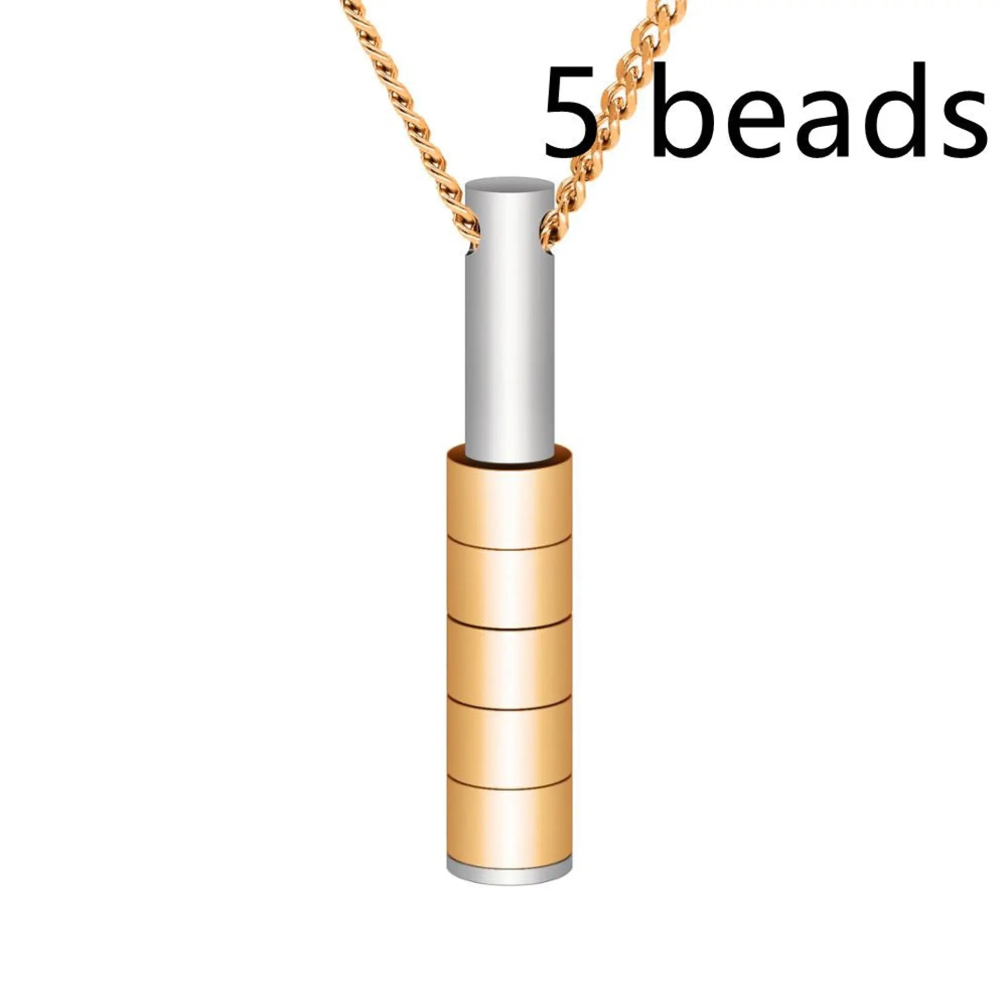 Personalized Custom Lettering Stainless Steel Beaded Necklace - Gold / 5beads - 7