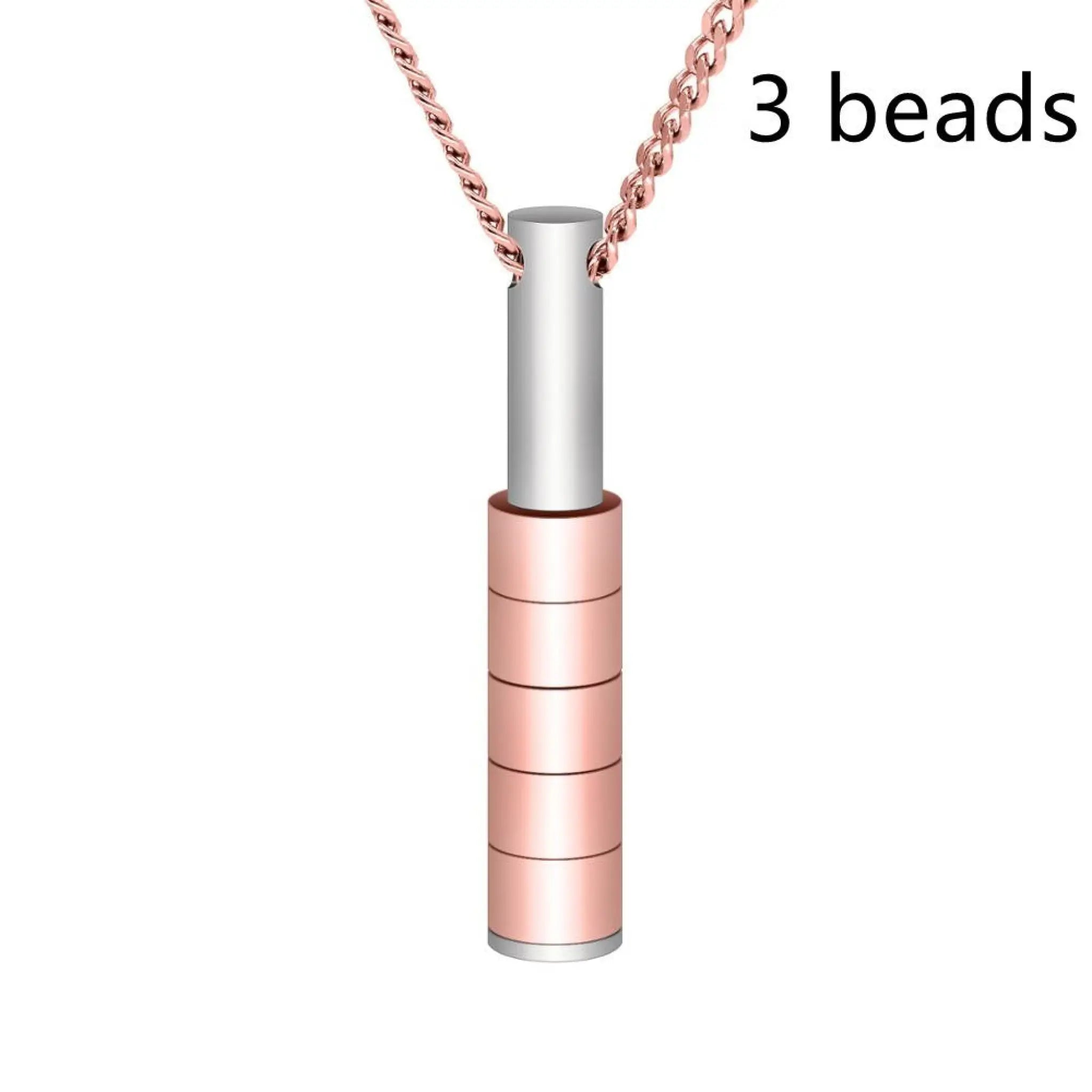 Personalized Custom Lettering Stainless Steel Beaded Necklace - Rose Gold / 3beads - 7