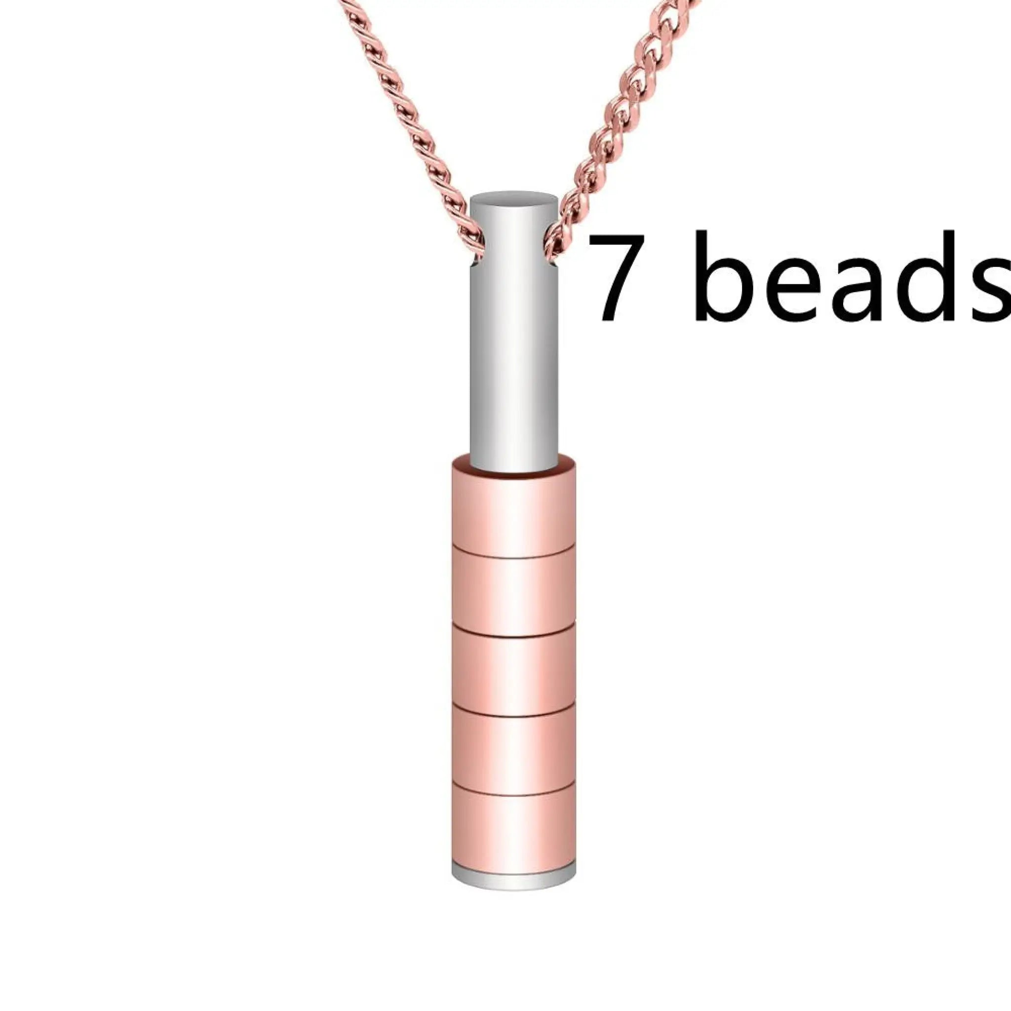 Personalized Custom Lettering Stainless Steel Beaded Necklace - Rose Gold / 7beads - 7