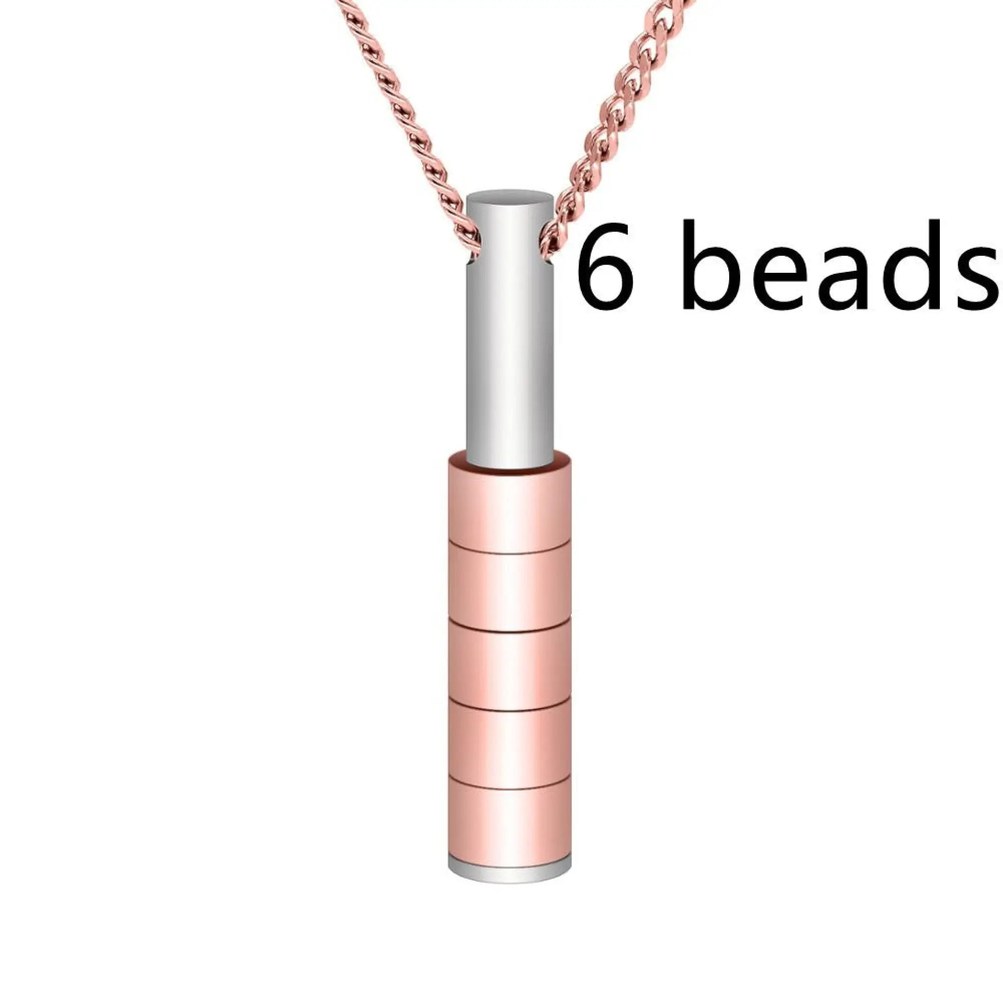Personalized Custom Lettering Stainless Steel Beaded Necklace - Rose Gold / 6beads - 7