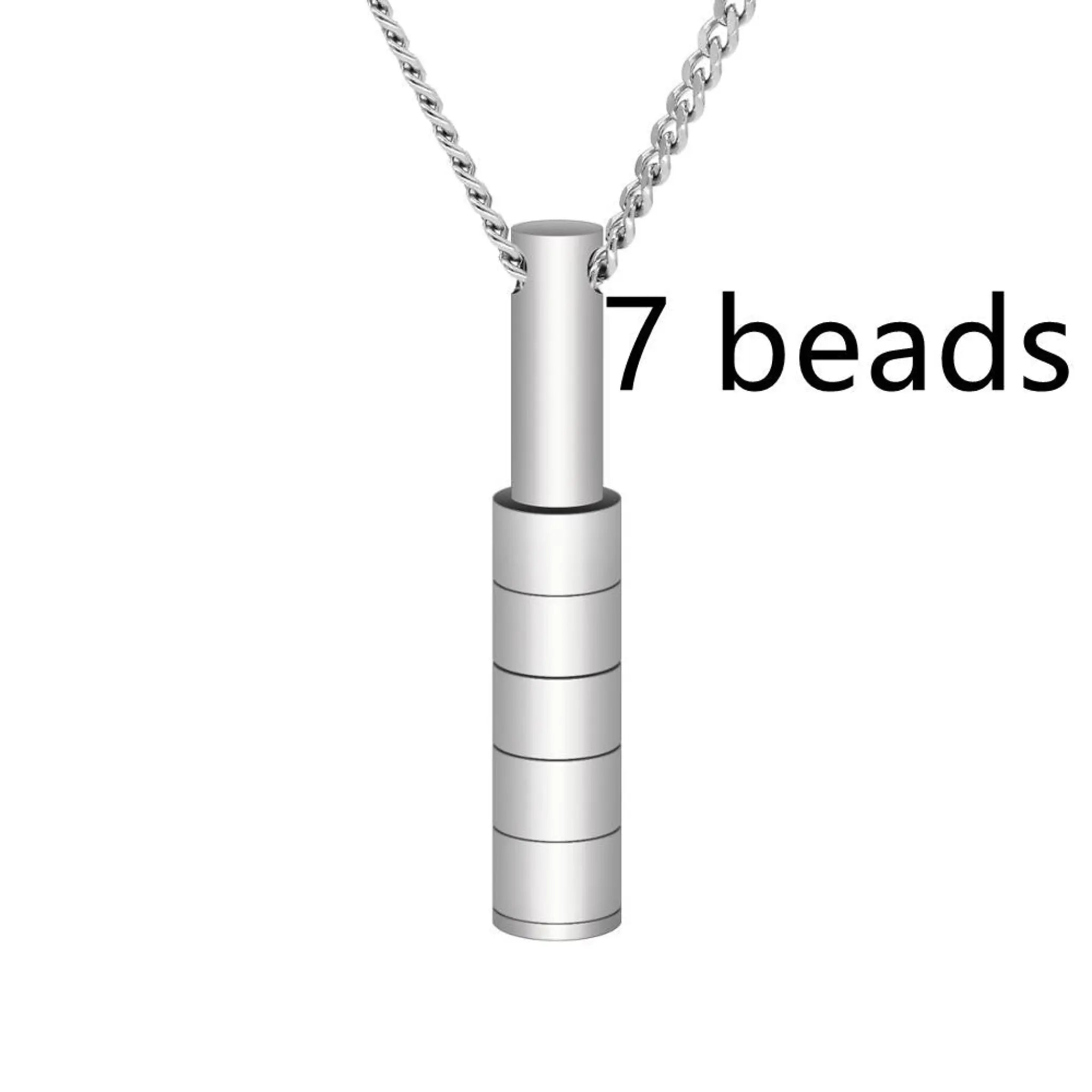Personalized Custom Lettering Stainless Steel Beaded Necklace - Silver / 7beads - 7