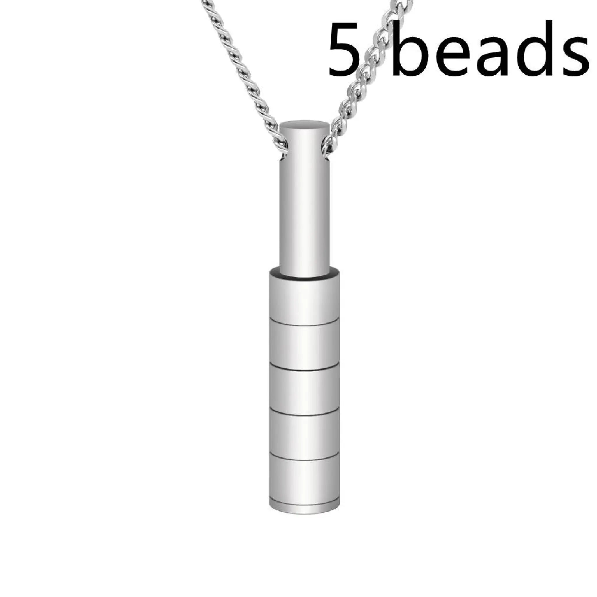 Personalized Custom Lettering Stainless Steel Beaded Necklace - Silver / 5beads - 7