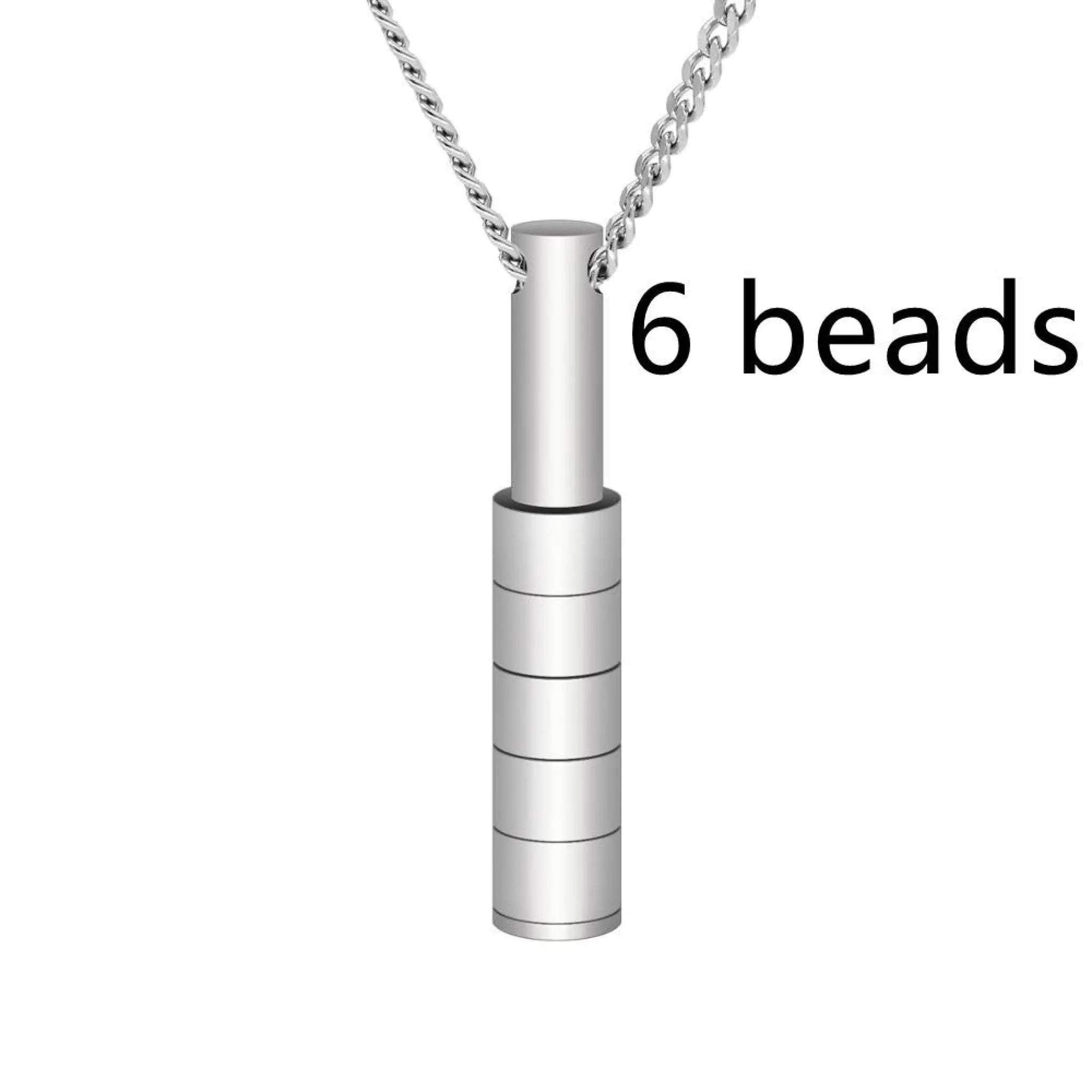 Personalized Custom Lettering Stainless Steel Beaded Necklace - Silver / 6beads - 7