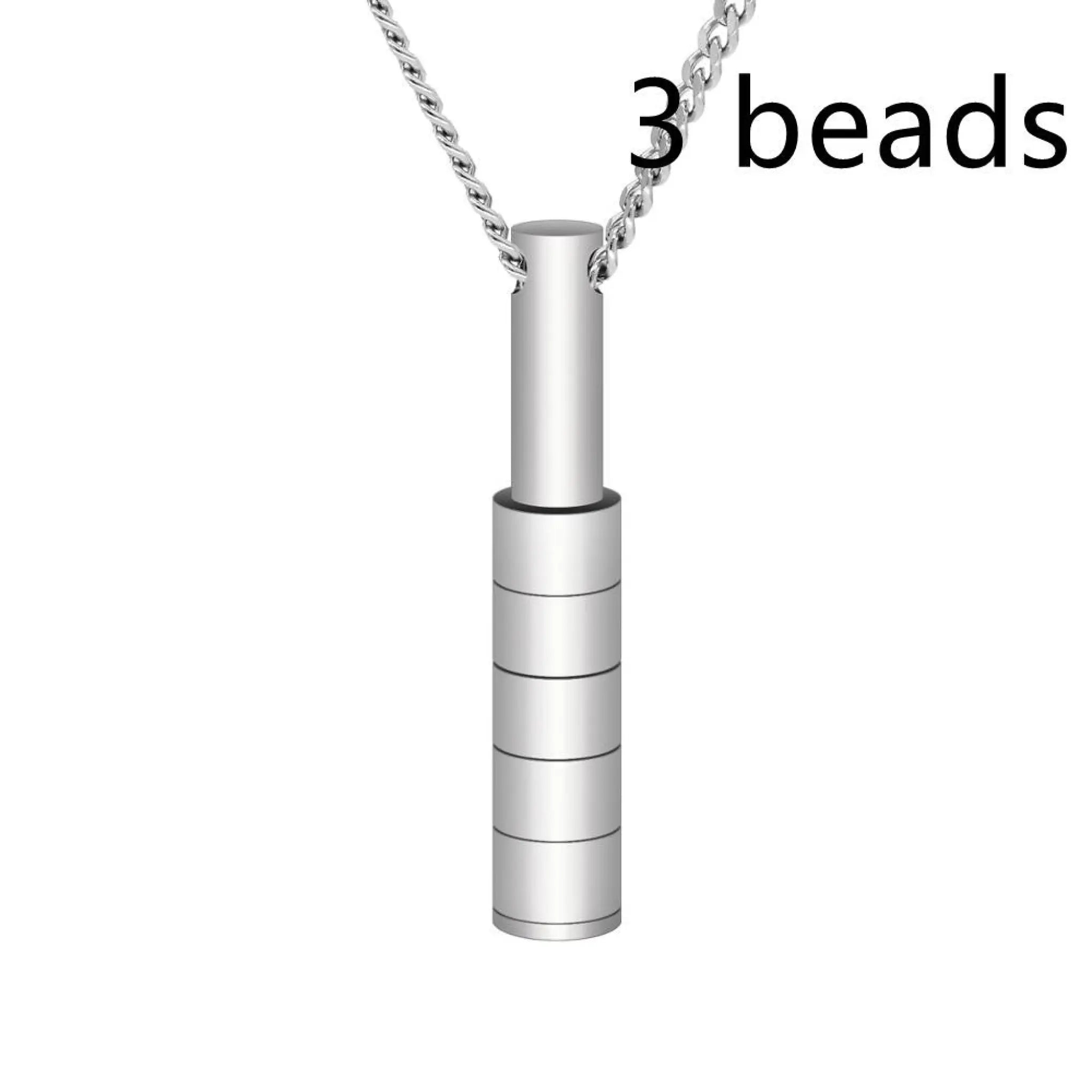 Personalized Custom Lettering Stainless Steel Beaded Necklace - Silver / 3beads - 7