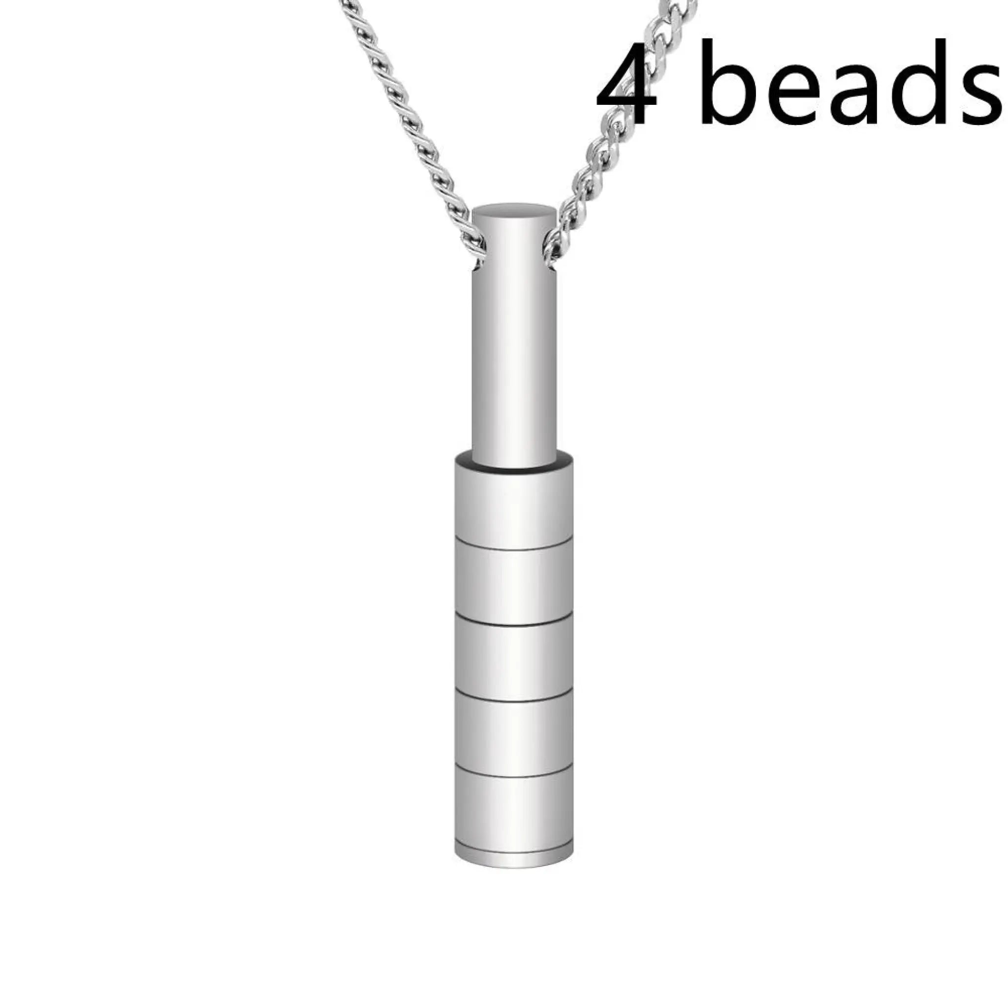 Personalized Custom Lettering Stainless Steel Beaded Necklace - Silver / 4beads - 7