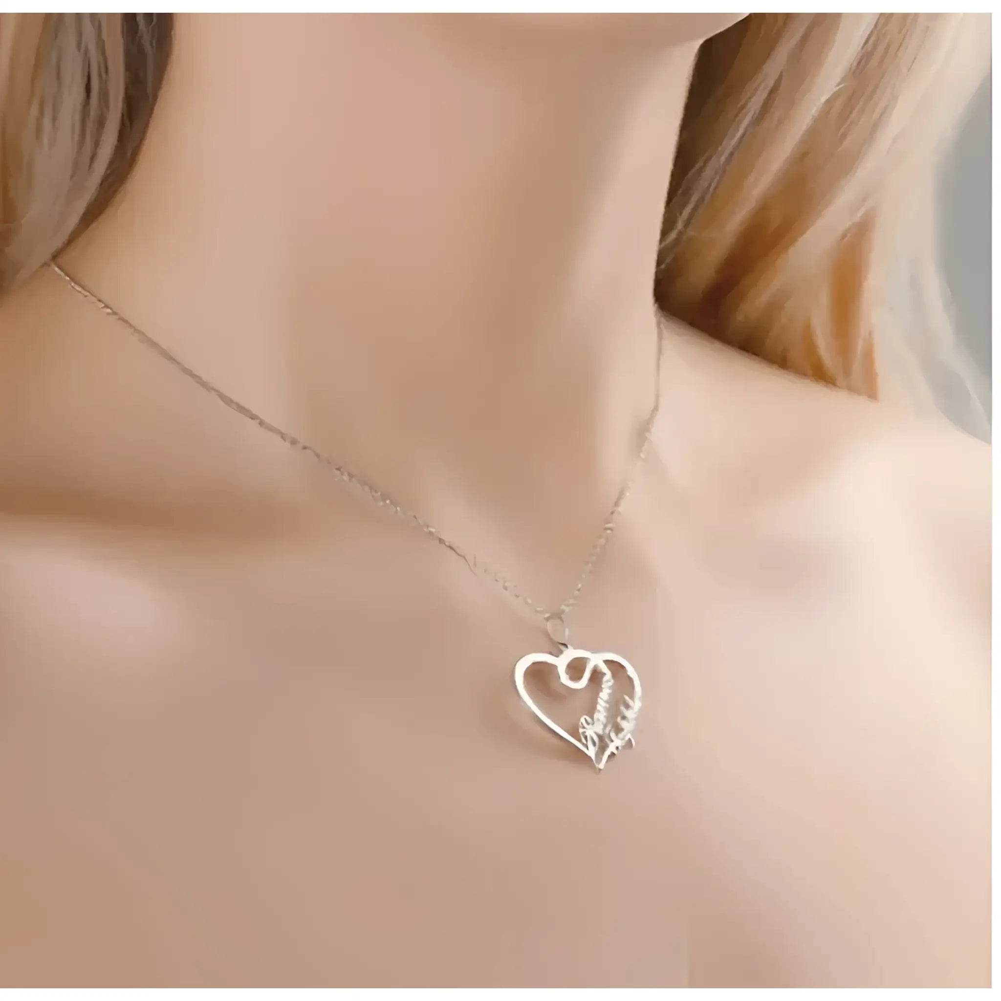 Personalized Custom Name Necklaces Pendant Double Heart Women Necklace - Gold 925Silver - 7