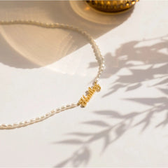 Personalized Custom Name Pendant Fashion Pearl Beaded Customized Nameplate Necklace - Necklace