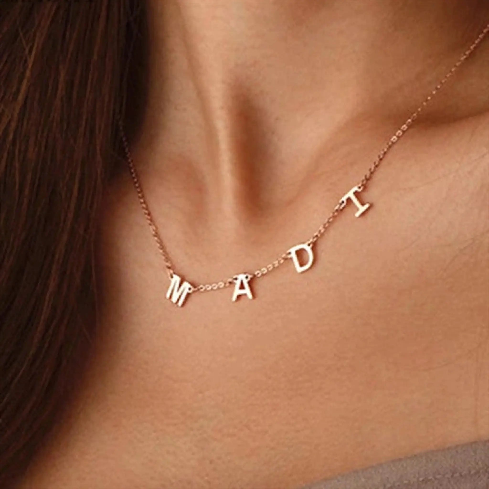 Personalized DIY English Letter Name Private Custom Necklace 26 Letter Pendant - Rose Gold - 7