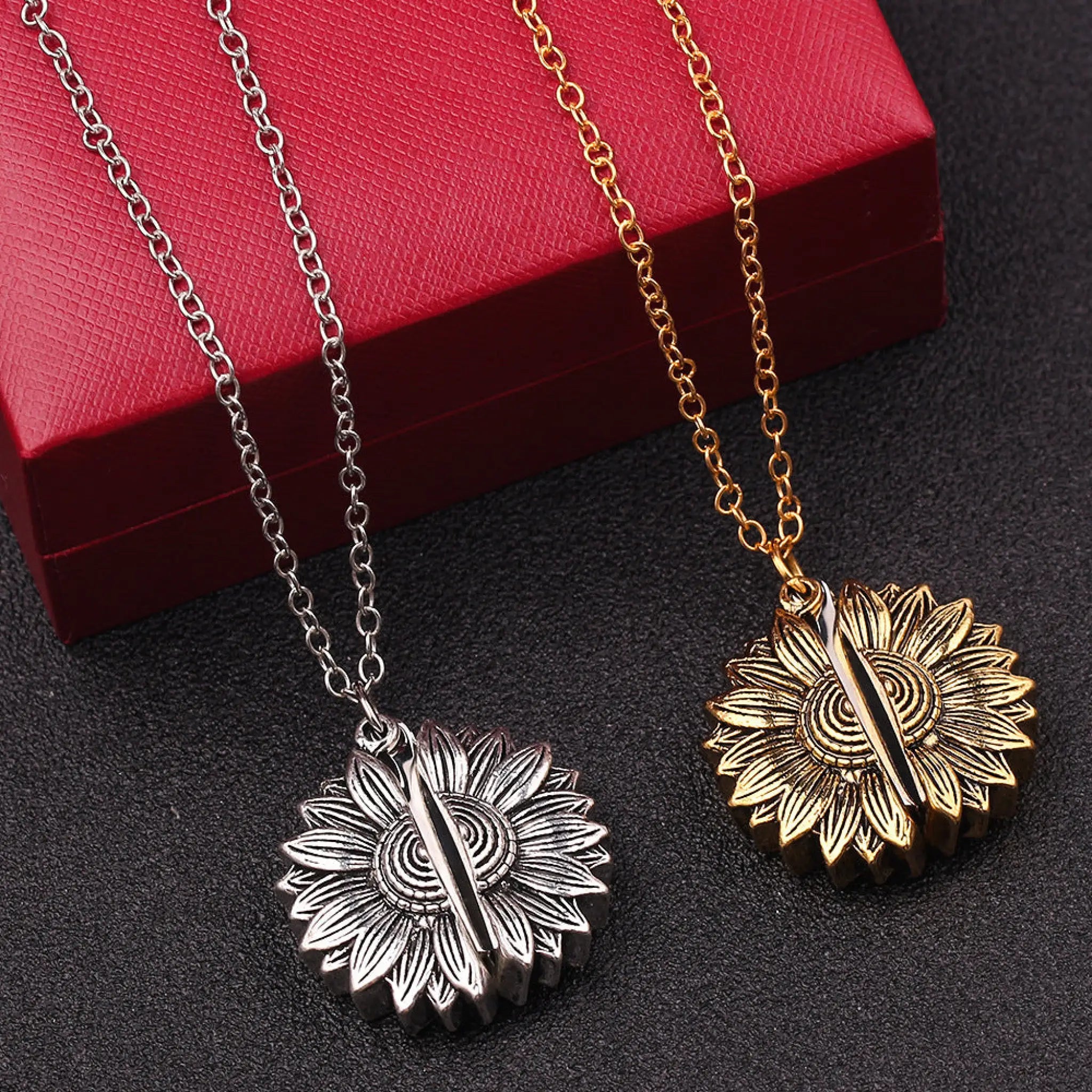 Personalized Engrave Name Date Sun Flower Necklace Fashion Custom Text For Women Men Choker Chain Jewelry Charm Gift - 7