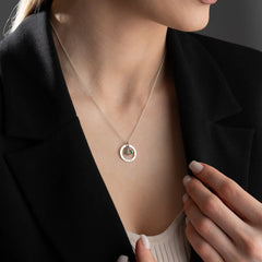 Personalized Engraved Birthstone Circle Necklace - 7