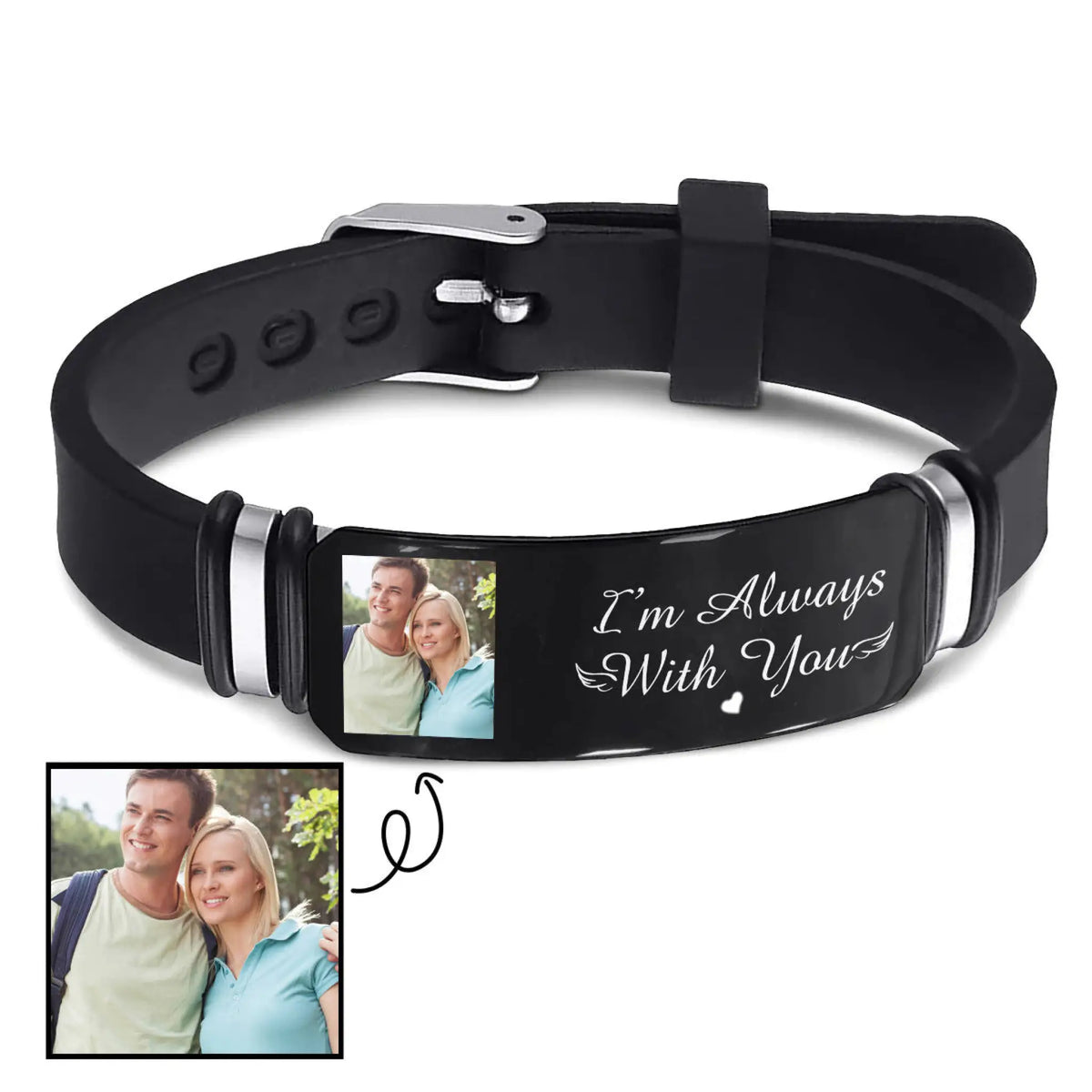 Valentine’s Day Gift Personalized Engraved Titanium Steel Bracelet - Black - 7