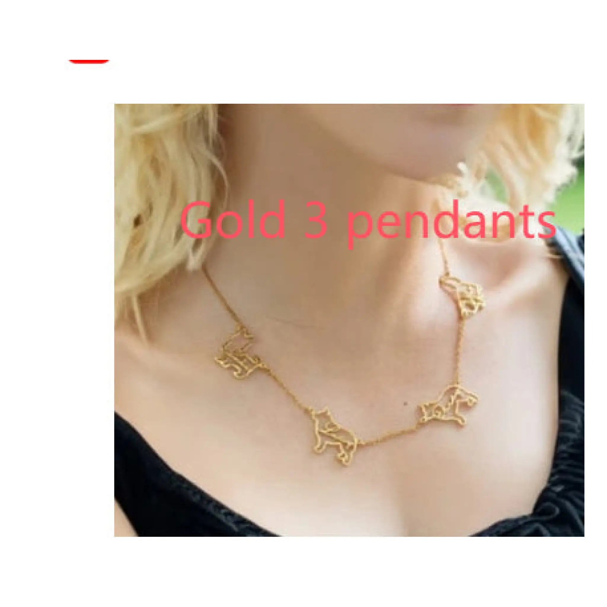 Personalized European And American Name Necklace For Women - Gold 3 pendants - 7