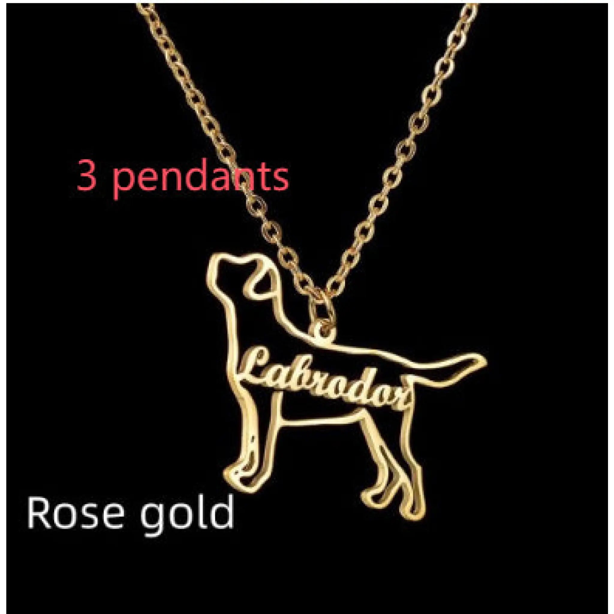 Personalized European And American Name Necklace For Women - Rose gold 3 pendants - 7
