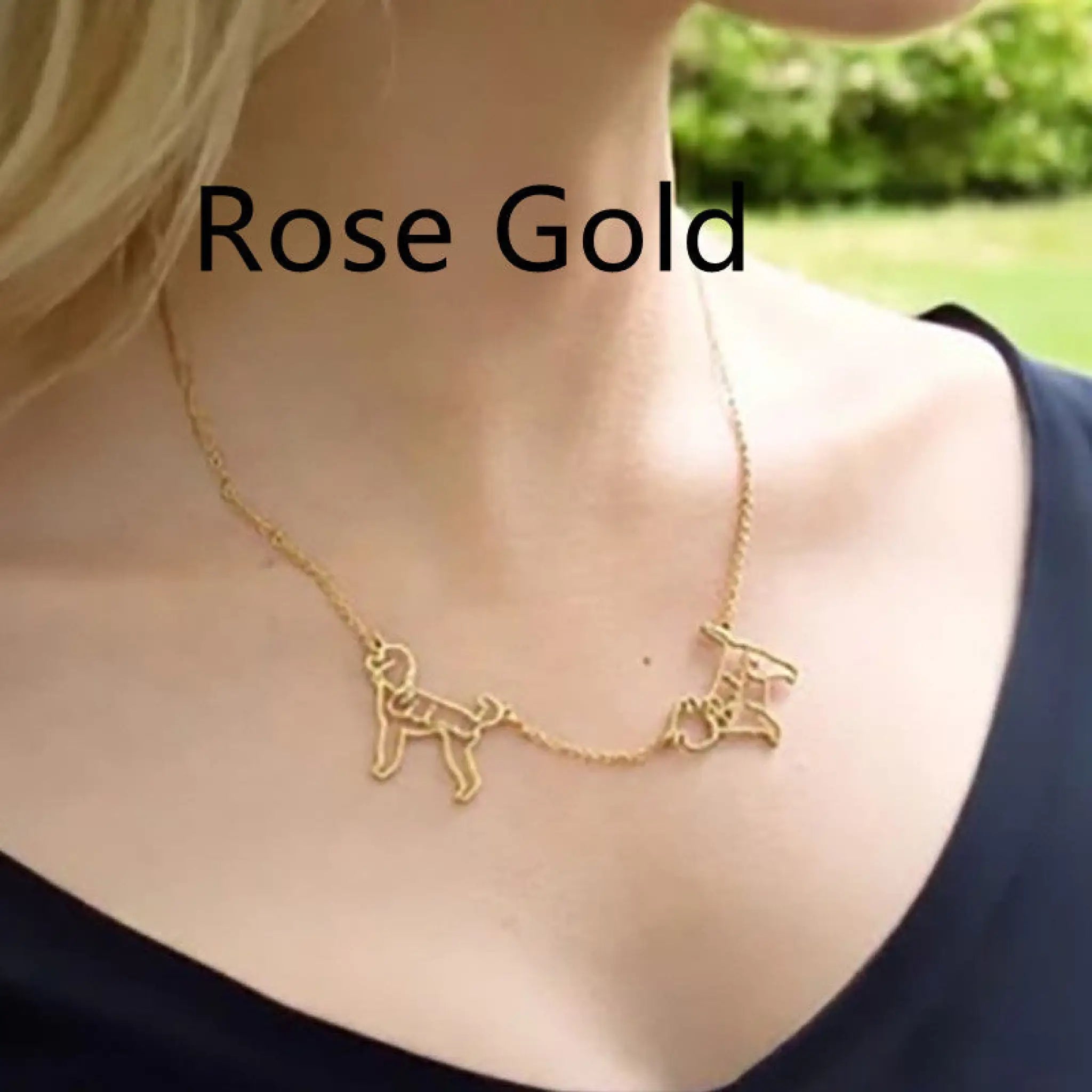Personalized European And American Name Necklace For Women - Rose Gold Necklace 2 Pets - 7