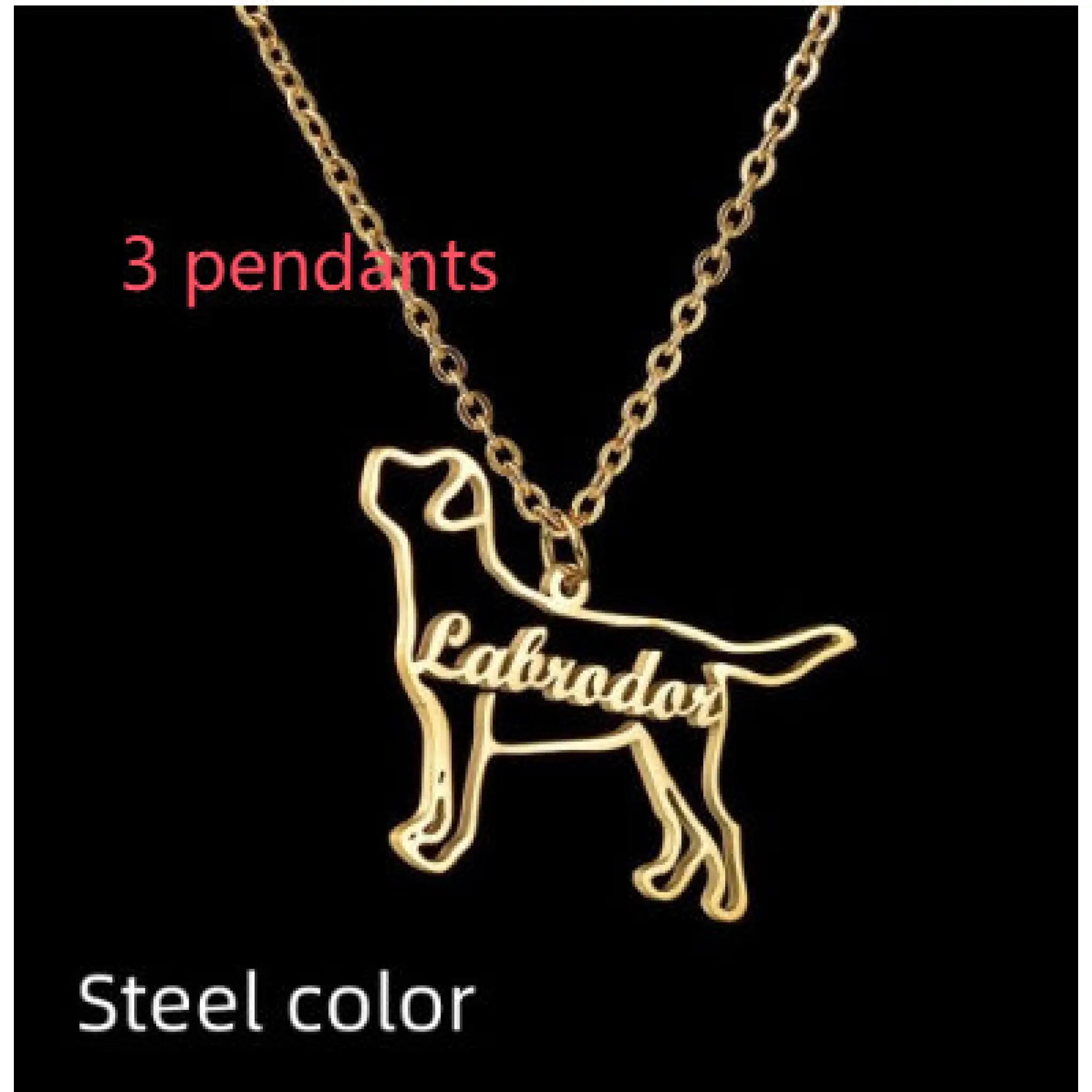 Personalized European And American Name Necklace For Women - Steel Pendants3 pendants - 7