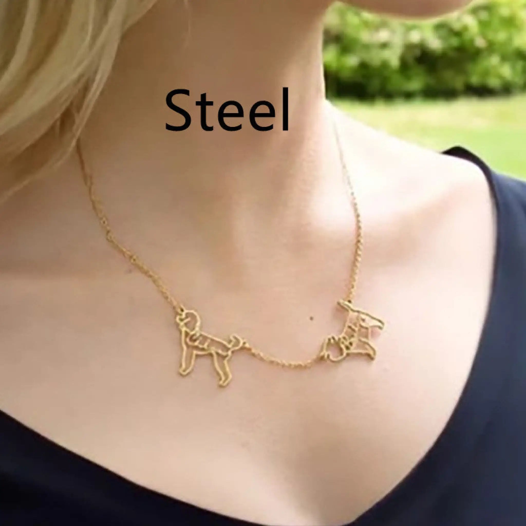 Personalized European And American Name Necklace For Women - Steel Necklace 2 Pets - 7