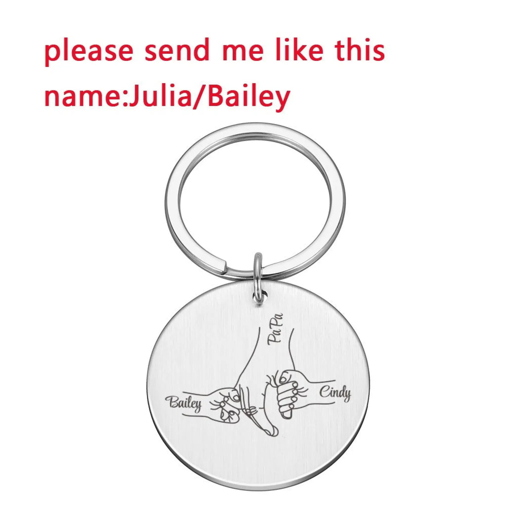 Personalized Father’s Day Keychain DIY Name - Steel / 2name - 7