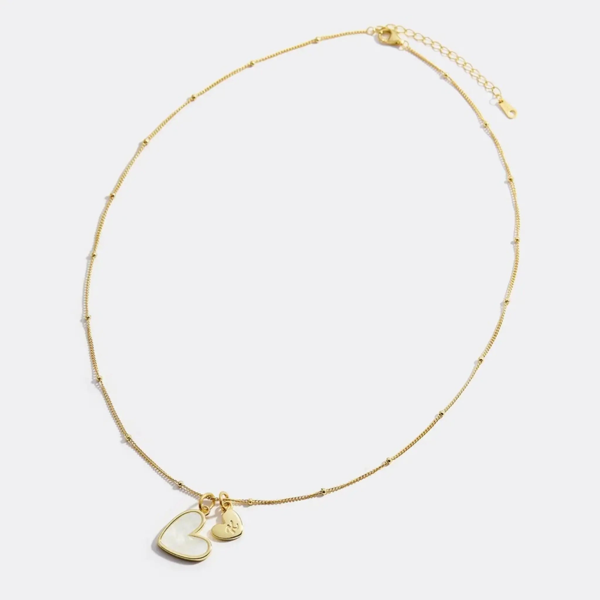 Personalized First Heart-shaped Bead Necklace - Gold / Send The Letter - 7