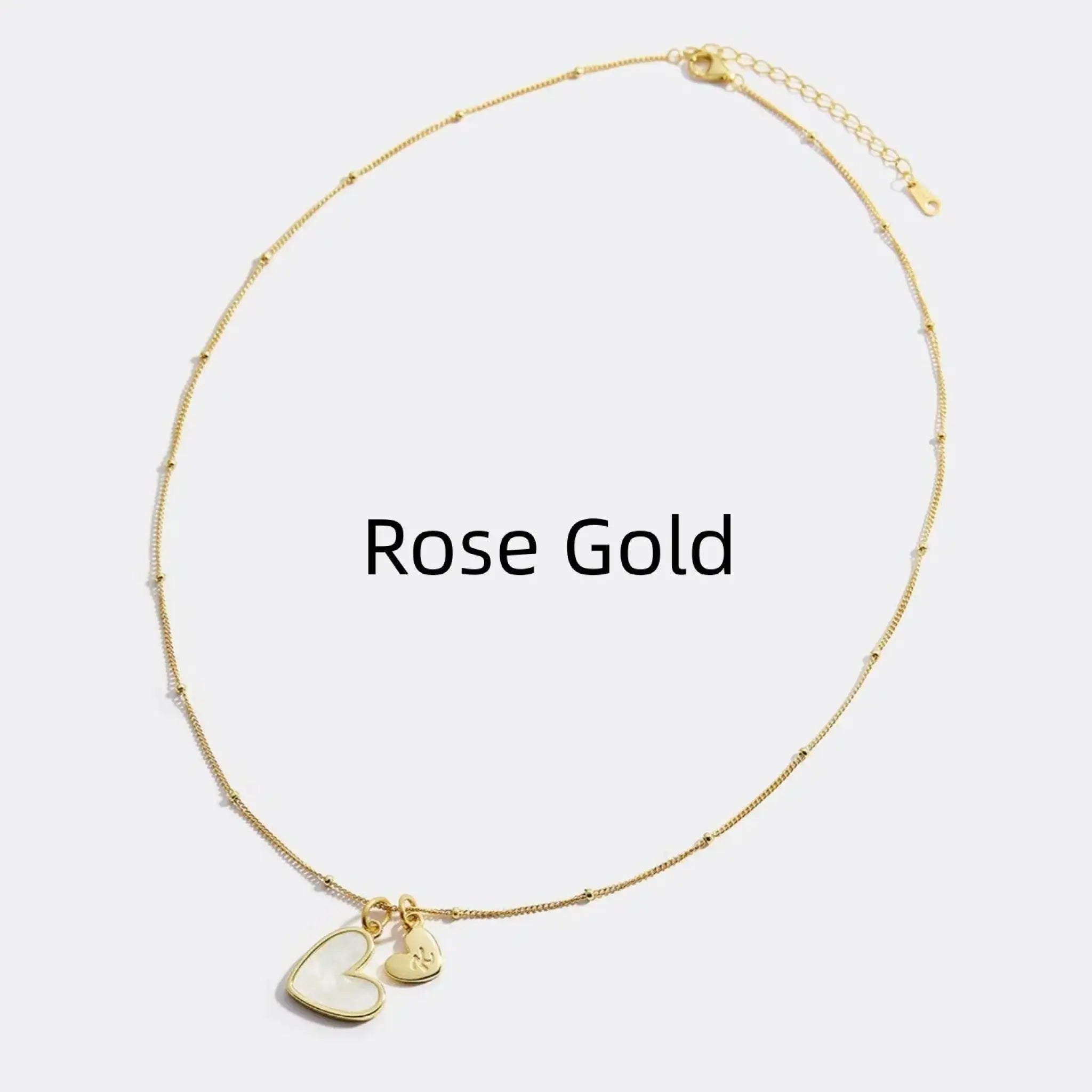 Personalized First Heart-shaped Bead Necklace - Rose Gold / Send The Letter - 7