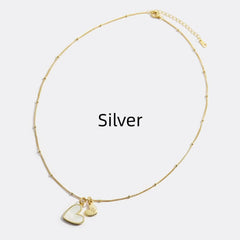 Personalized First Heart-shaped Bead Necklace - Silver / Send The Letter - 7
