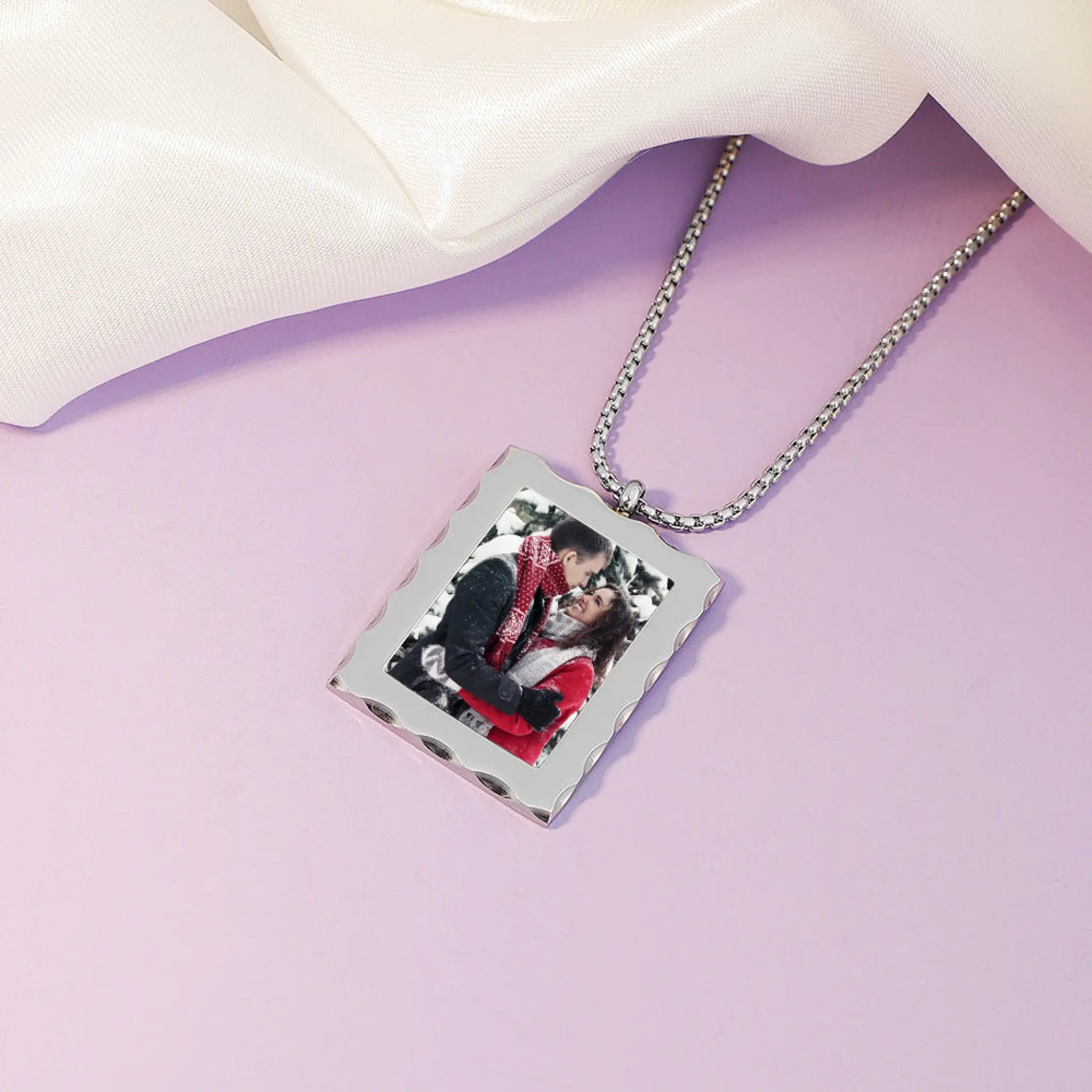 Personalized Gift Customized Photo Frame Necklace - Silver - 7