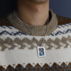 Personalized Gift Customized Photo Frame Necklace - Silver - 7