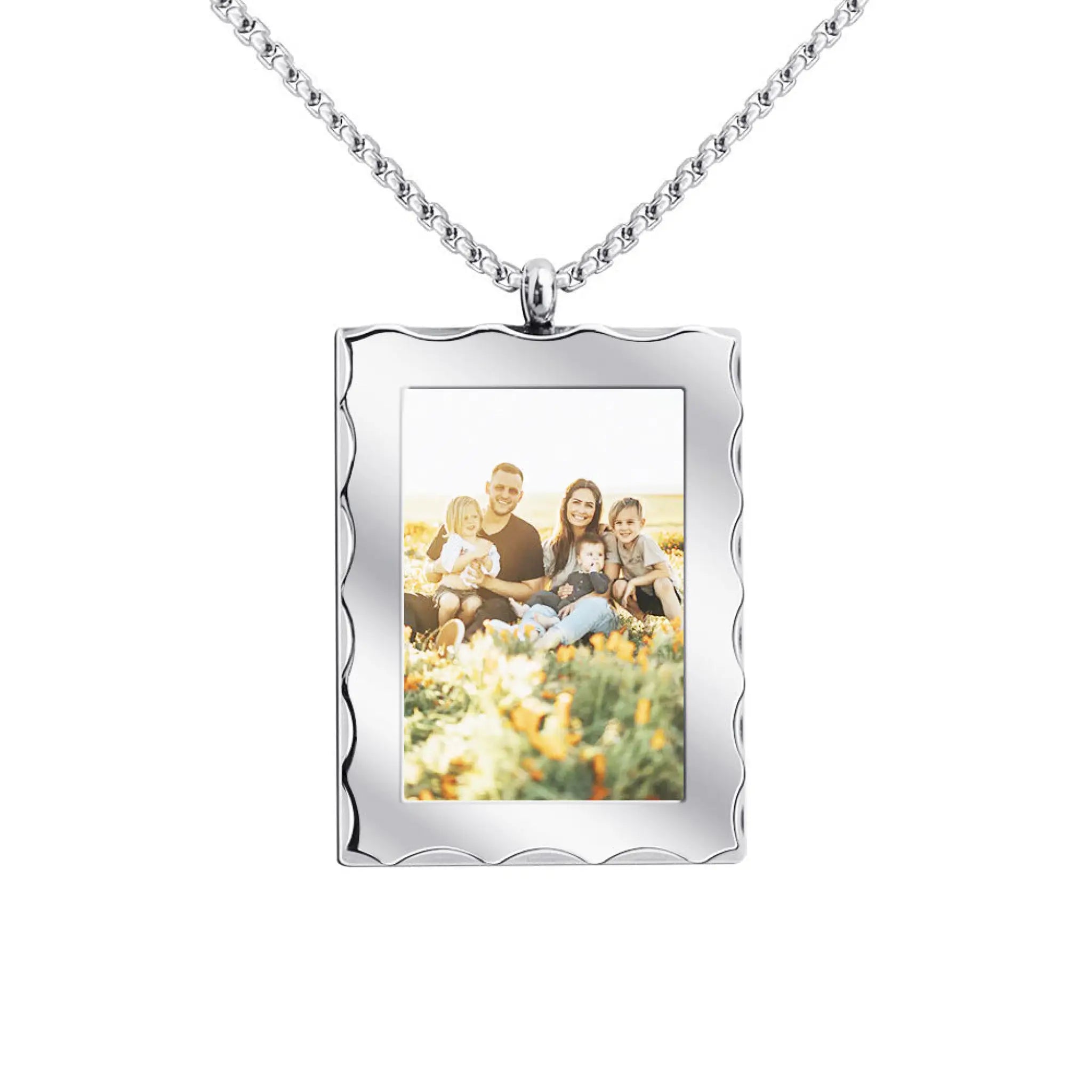 Personalized Gift Customized Photo Frame Necklace - Silver - 7