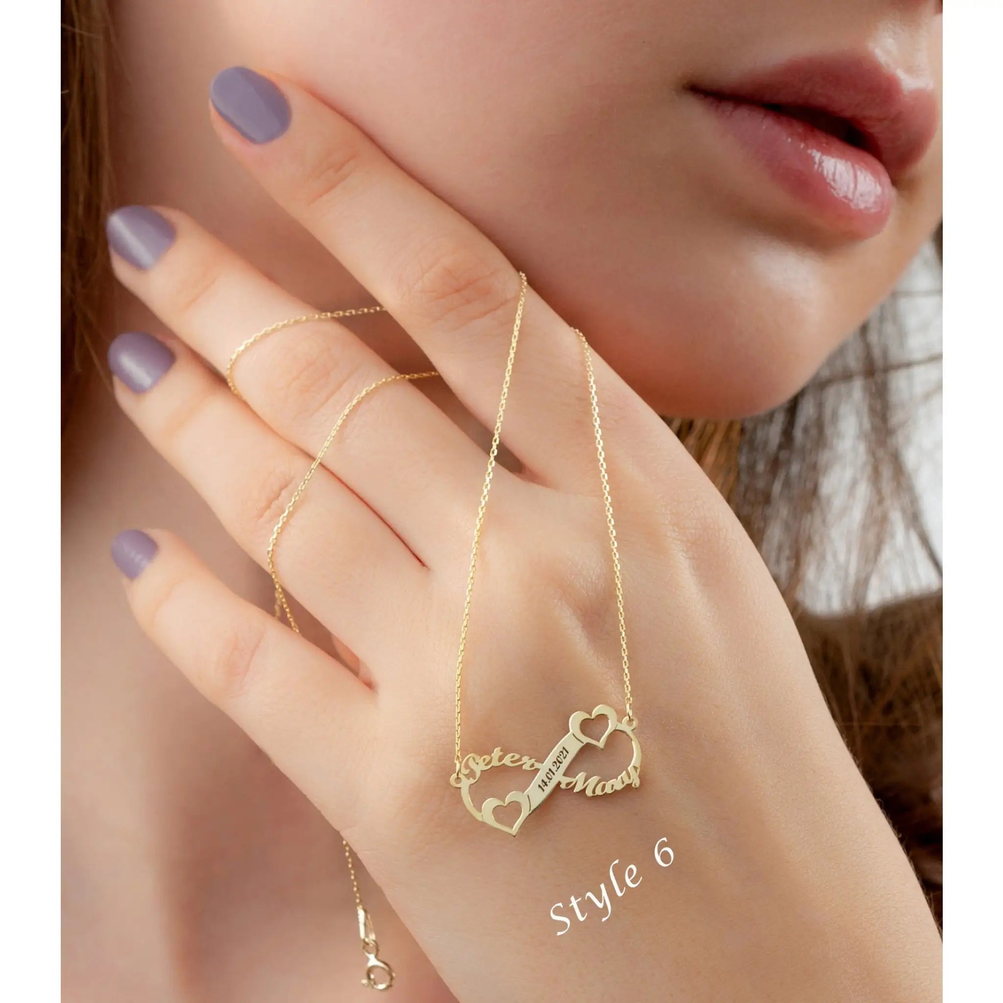Custom Multi-name English Letter Necklace Laser Lettering - Gold style6 / 30cm - 7