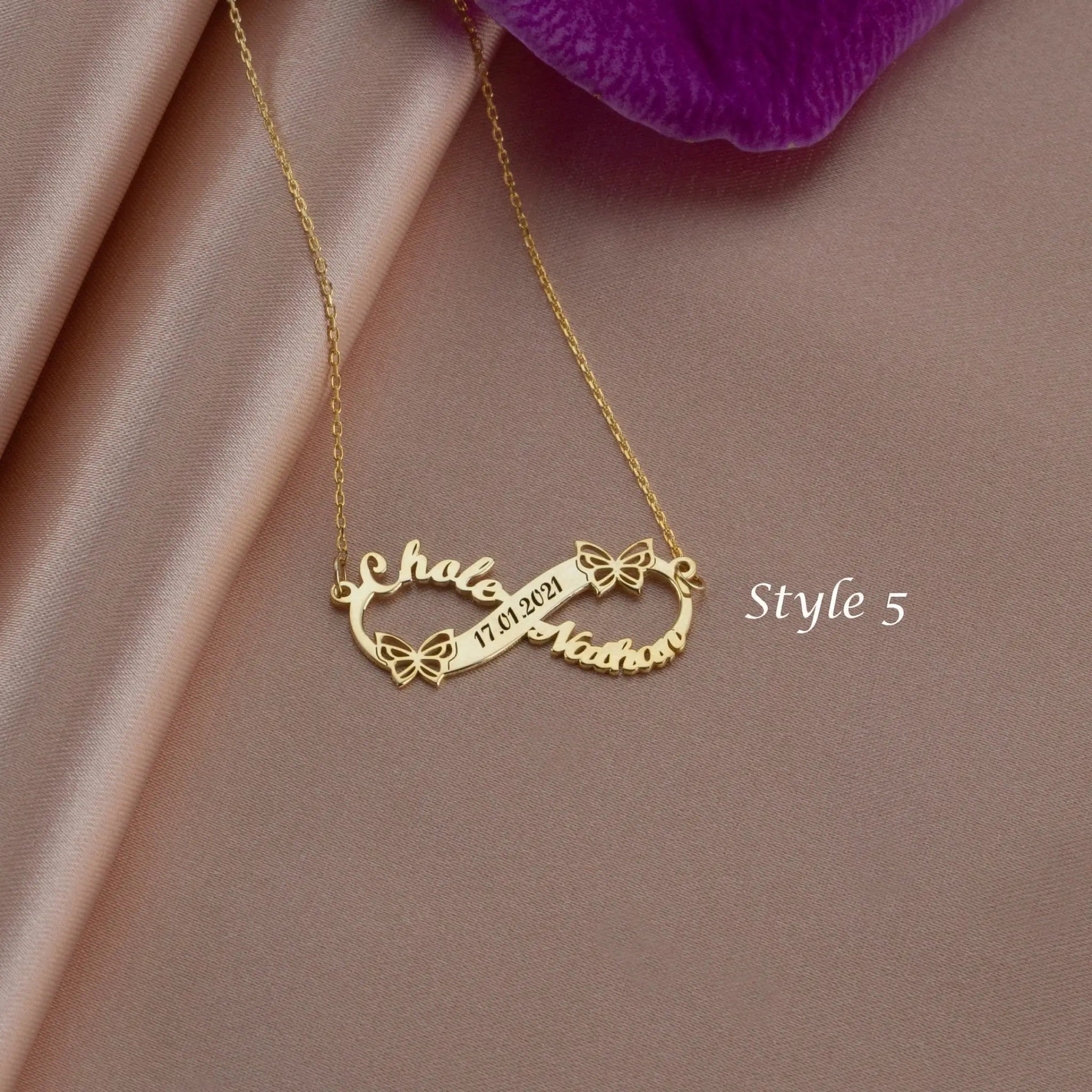 Custom Multi-name English Letter Necklace Laser Lettering - Gold style5 / 30cm - 7