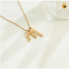 Customized Vertical Name Necklace Personalized Hang Tag Name Jewelry Gift For Mom - 7