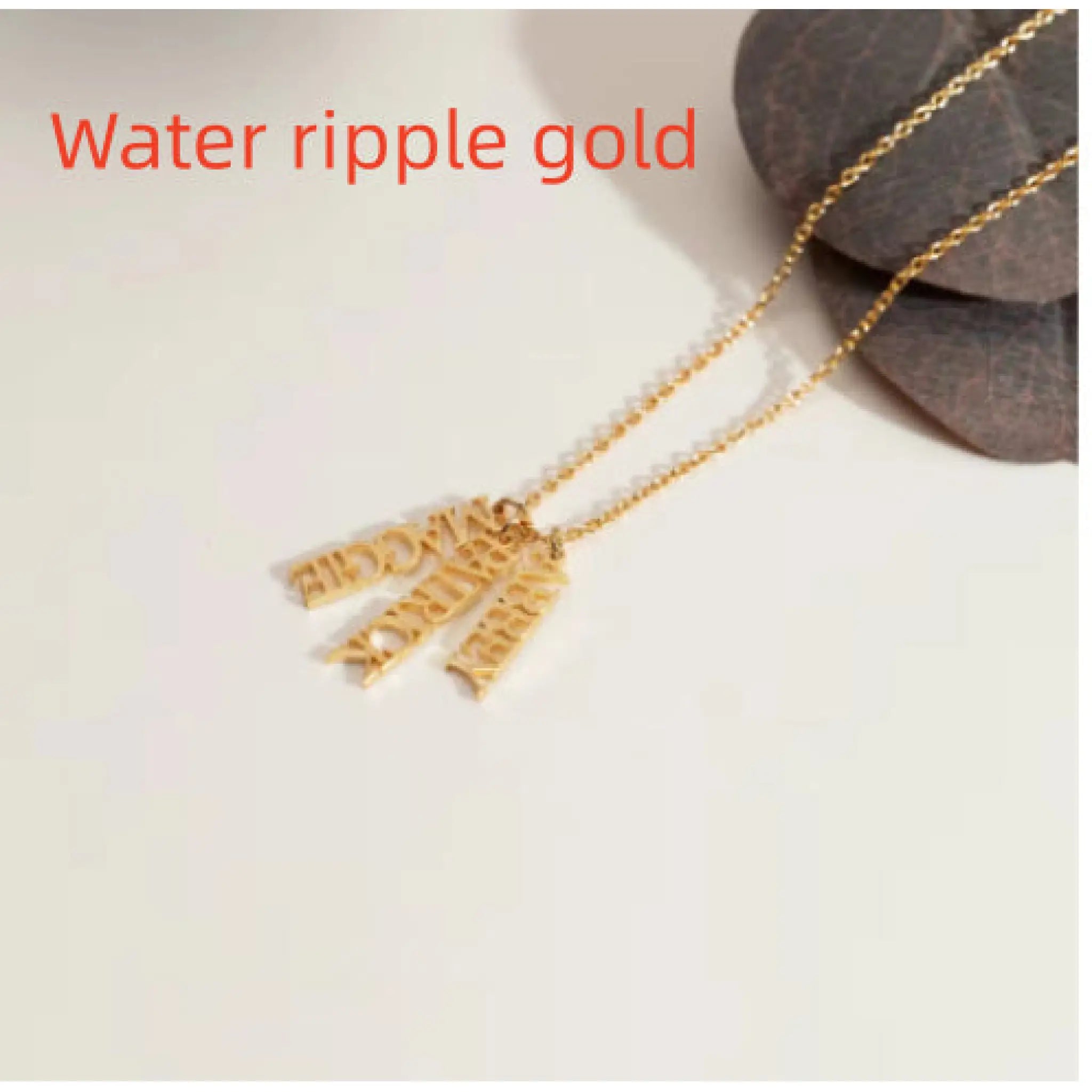 Customized Vertical Name Necklace Personalized Hang Tag Name Jewelry Gift For Mom - Water ripple gold / Georgia