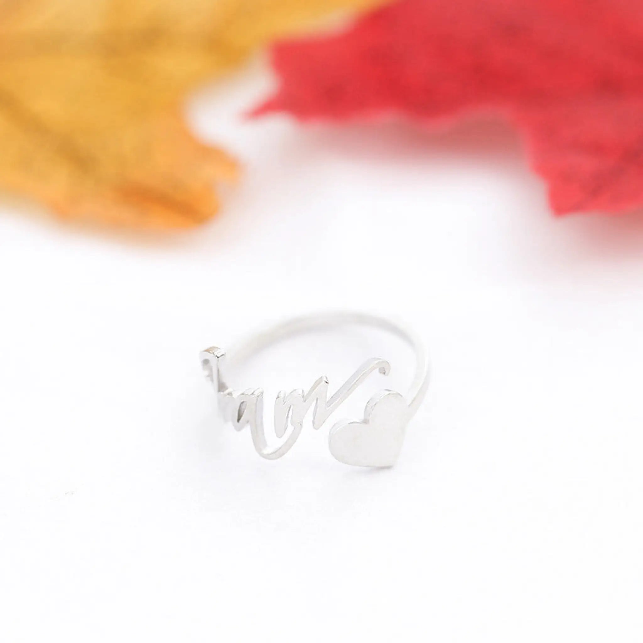 Personalized Heart Name Ring Adjustable Size Stainless Steel Wedding Jewelry - Silver - 7