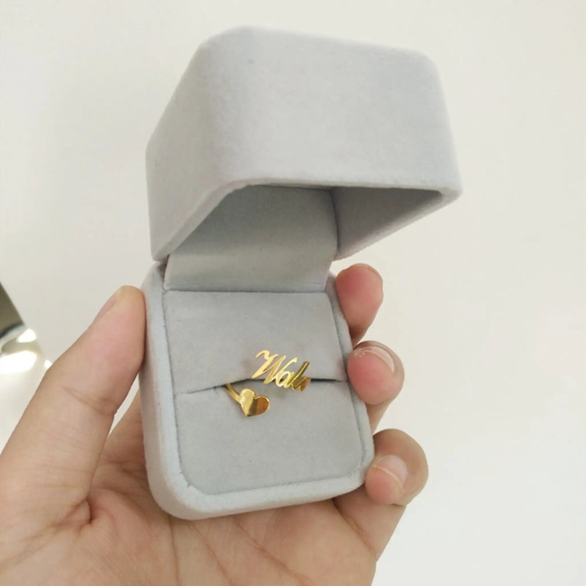 Personalized Heart Name Ring Adjustable Size Stainless Steel Wedding Jewelry - Gold - 7