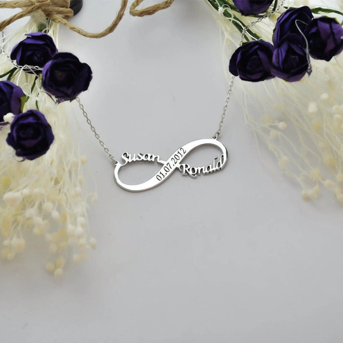 Personalized Jewelry Custom Double Name Date Infinity Bracelet Rose Gold Infinity Nameplate Bracelets Stainless Steel