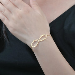 Personalized Jewelry Custom Double Name Date Infinity Bracelet Rose Gold Infinity Nameplate Bracelets Stainless Steel