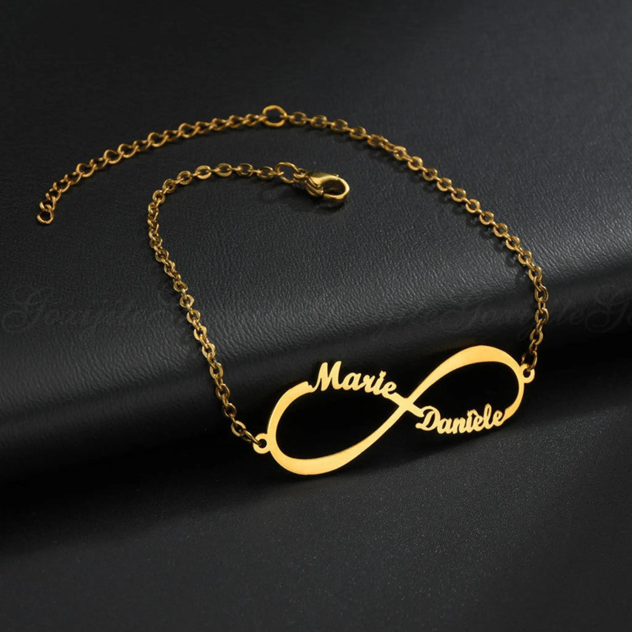 Personalized Jewelry Custom Double Name Date Infinity Bracelet Rose Gold Infinity Nameplate Bracelets Stainless Steel