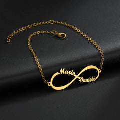Personalized Jewelry Custom Double Name Date Infinity Bracelet Rose Gold Infinity Nameplate Bracelets Stainless Steel