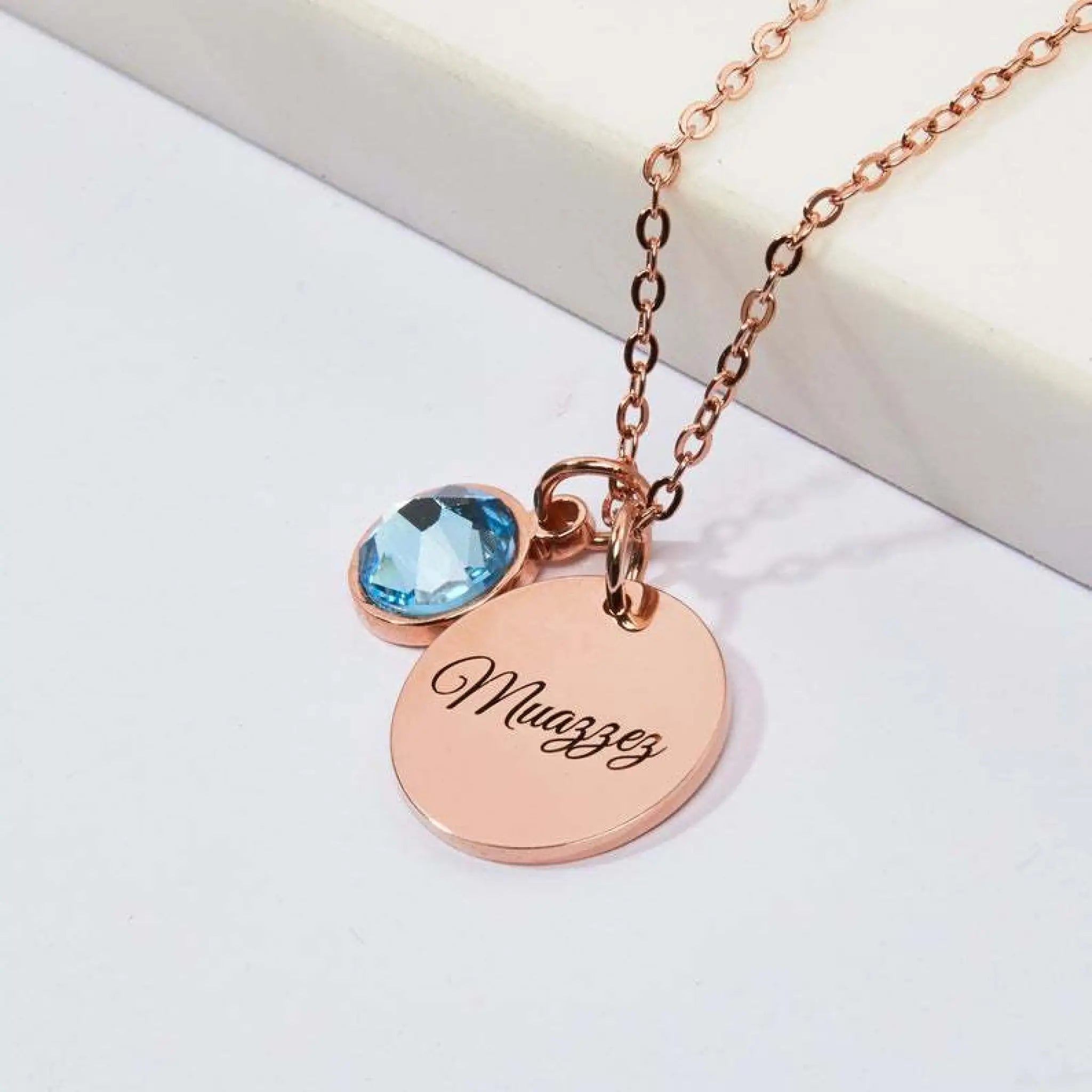 Personalized Lady Birthstone Necklace Initial - 7