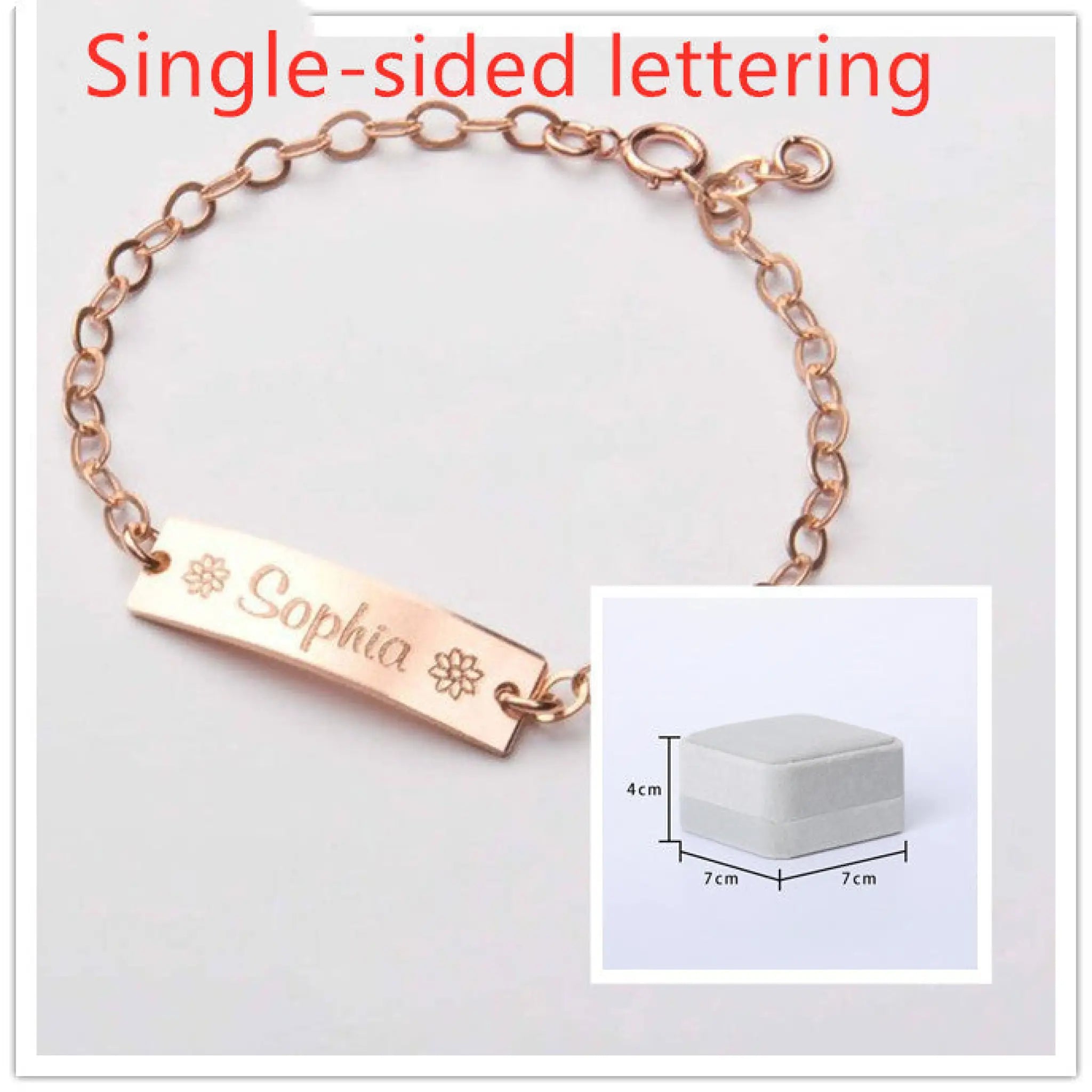 Personalized lettering children bracelet - Rose Gold Single side / Case packing - 7