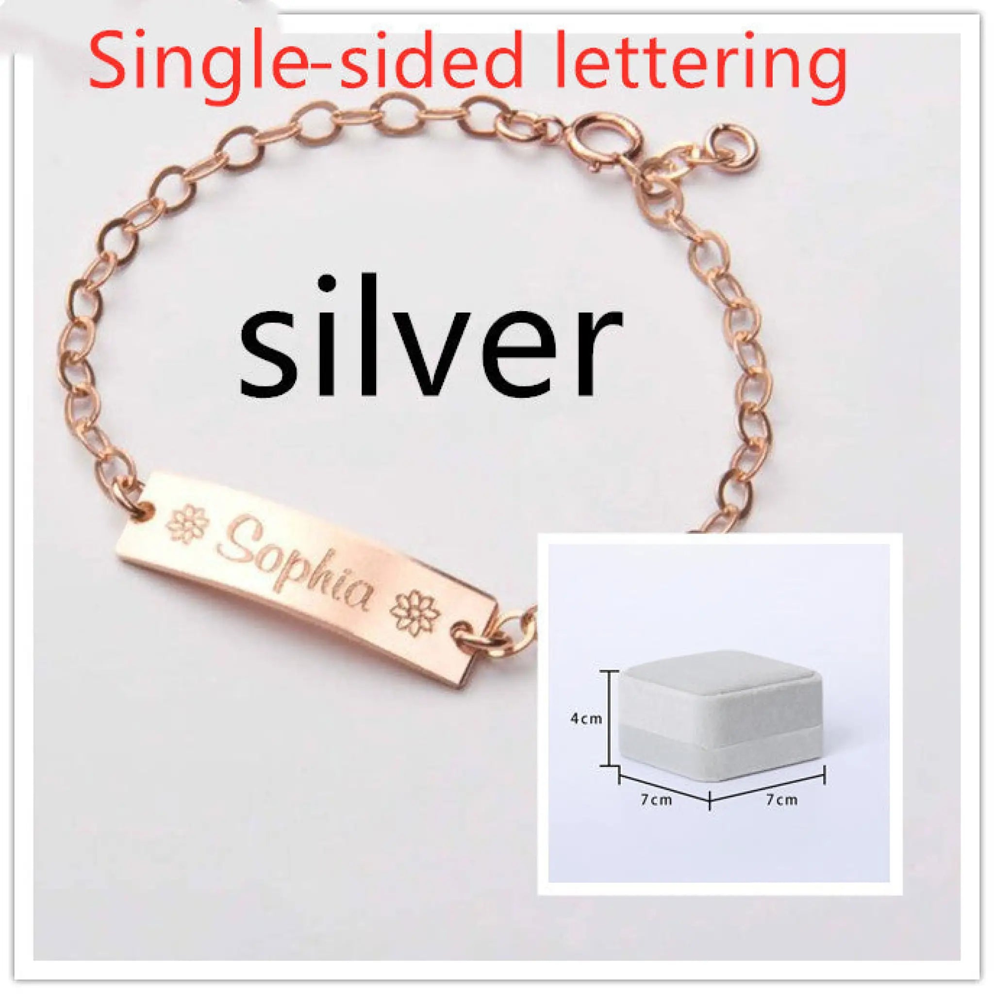 Personalized lettering children bracelet - Silver Single side / Case packing - 7